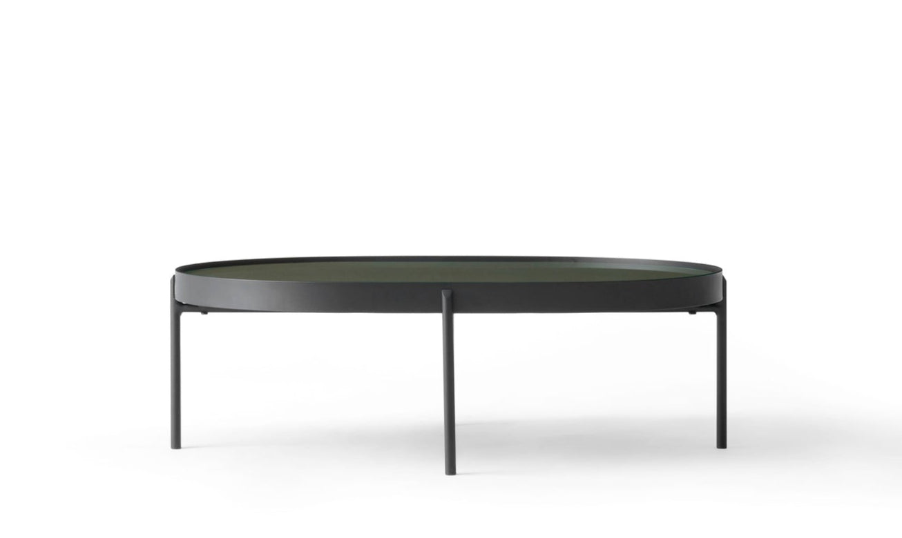 Salontafel NONO beige glas met zwarte basis