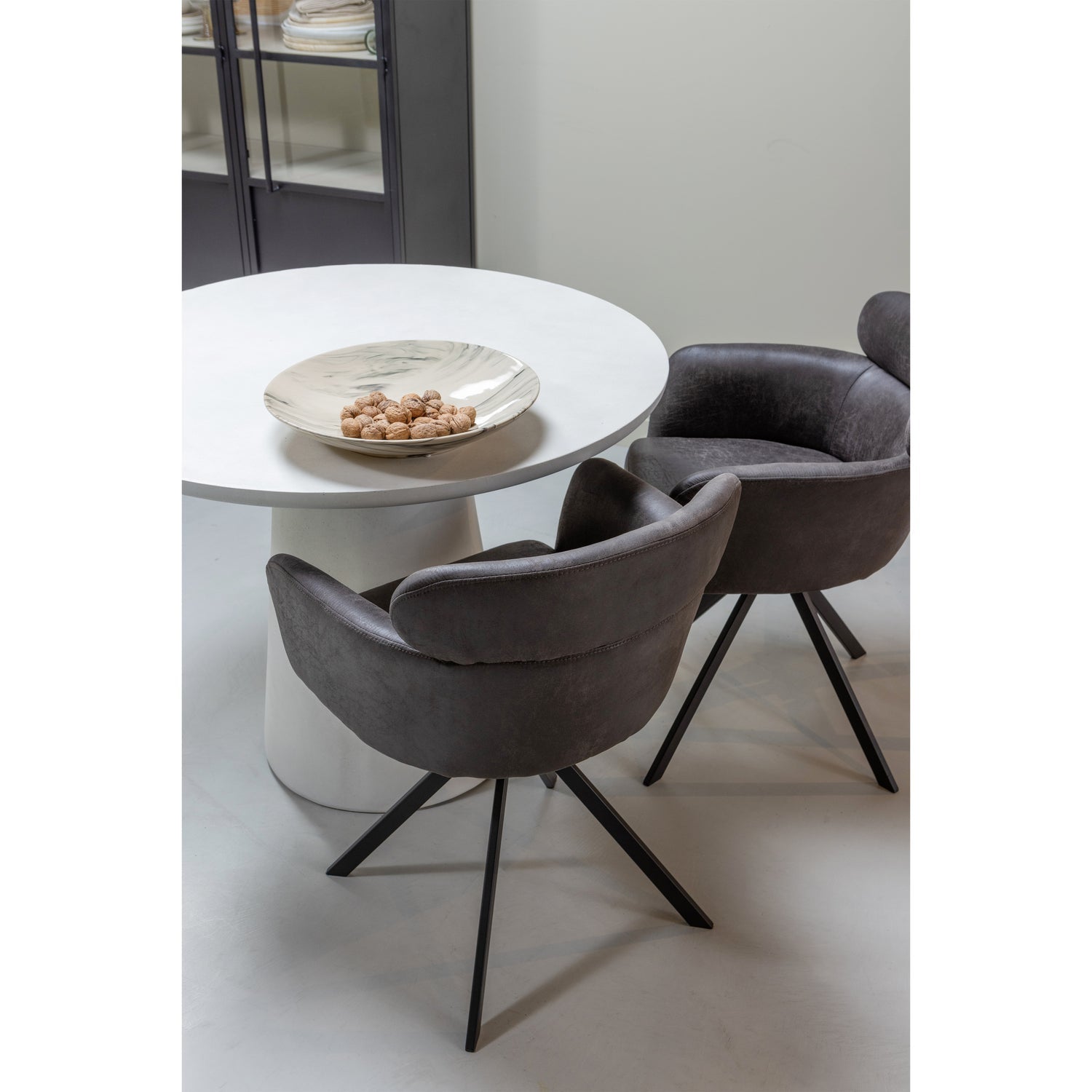 Stół okrągły DAMON biały – beton, Woood