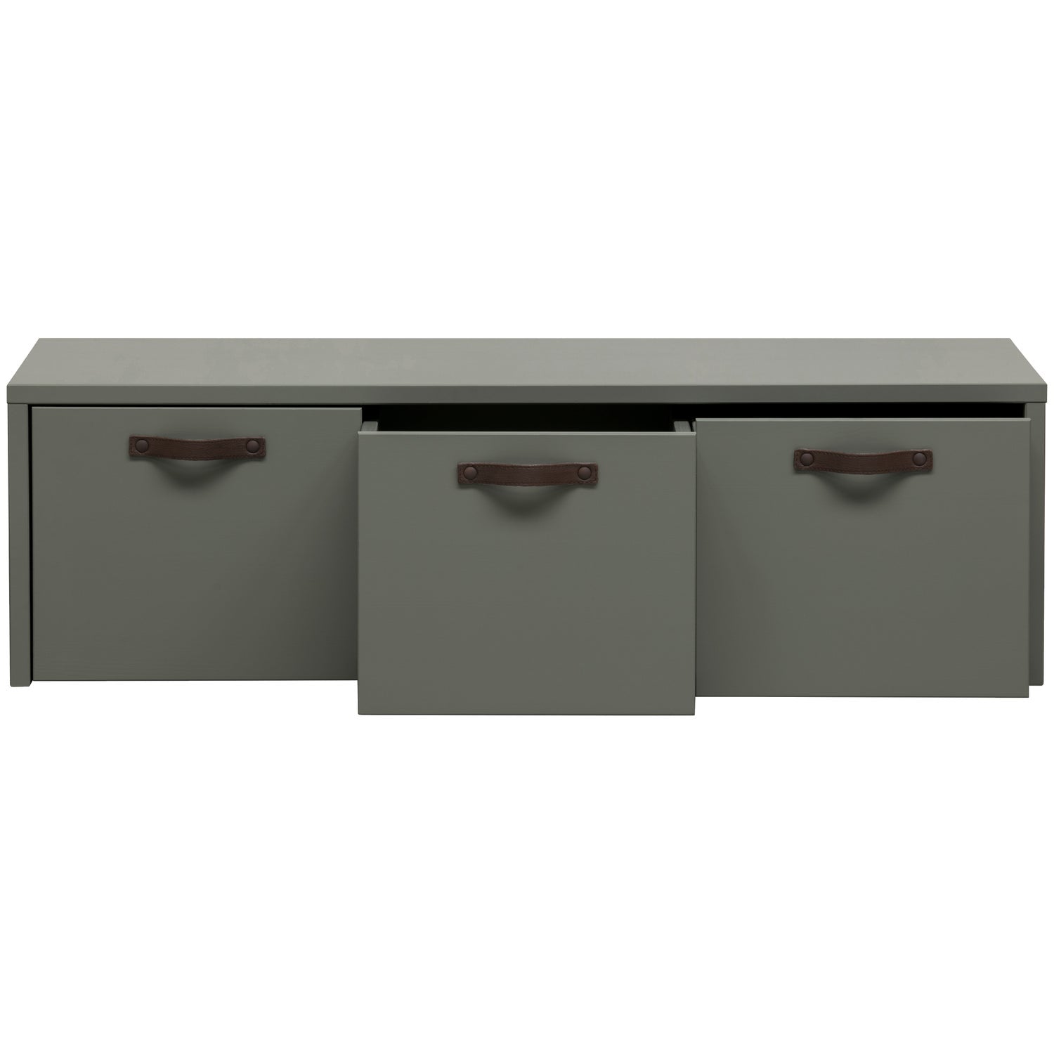 STAGE Bench with Drawers in Gray-Green