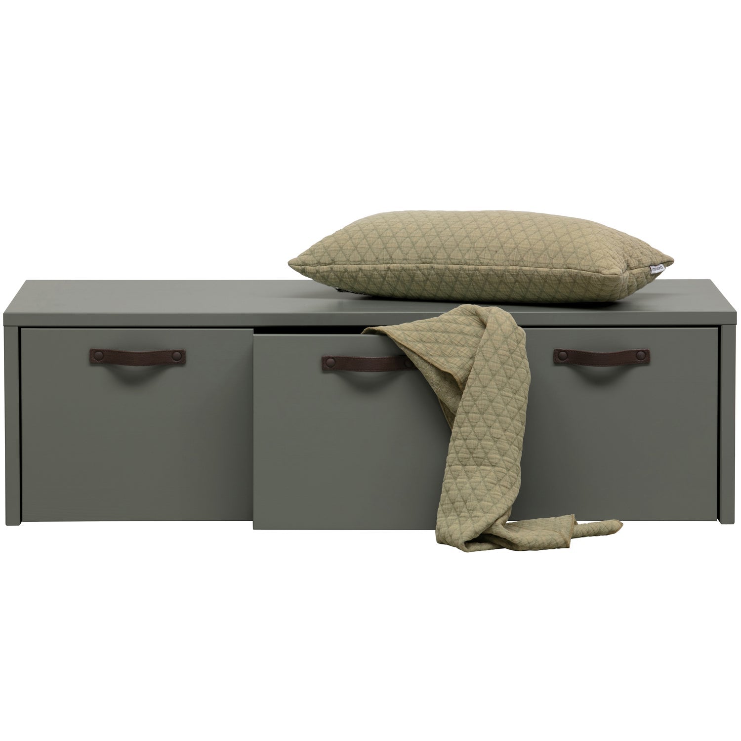 STAGE Bench with Drawers in Gray-Green