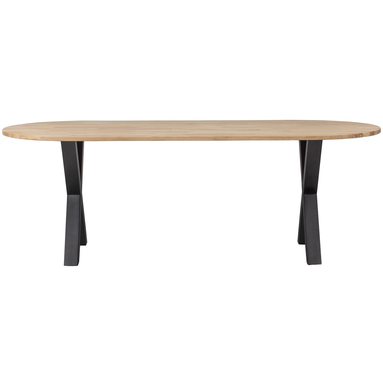 Ovale tafel TABLO eiken met een X-vormige basis