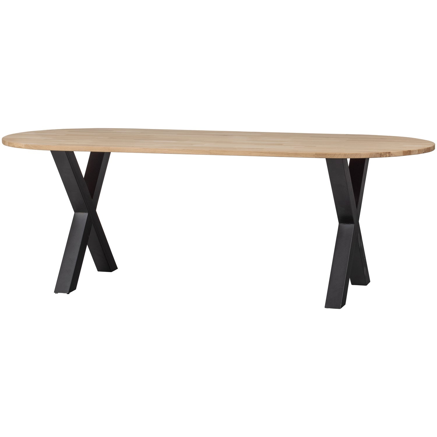 Ovale tafel TABLO eiken met een X-vormige basis
