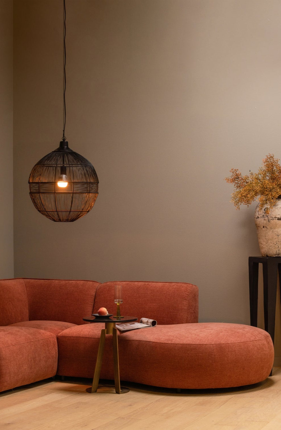 Rechthoekige U-bank rechts POLLY rozenkleurig