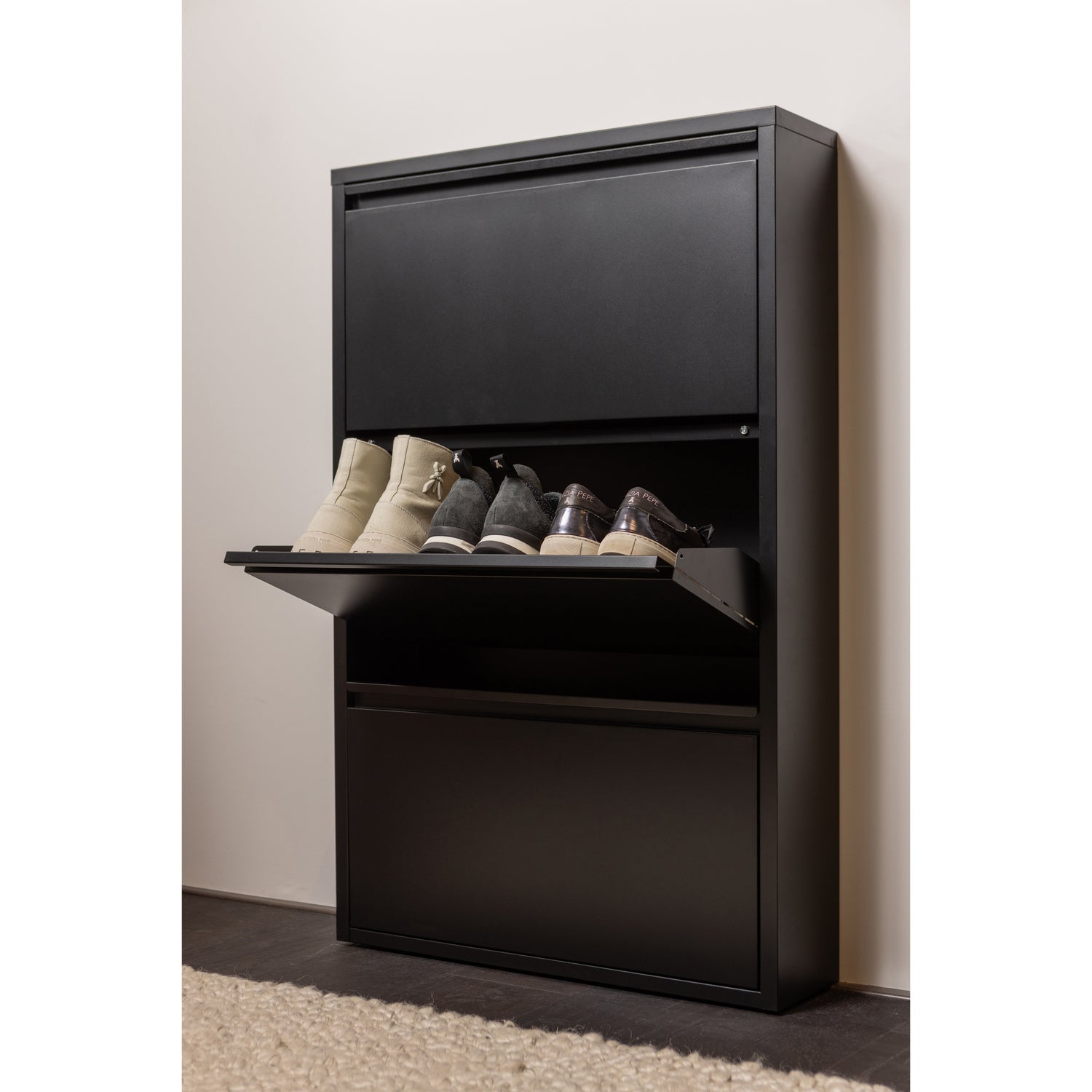 Sabine black shoe cabinet