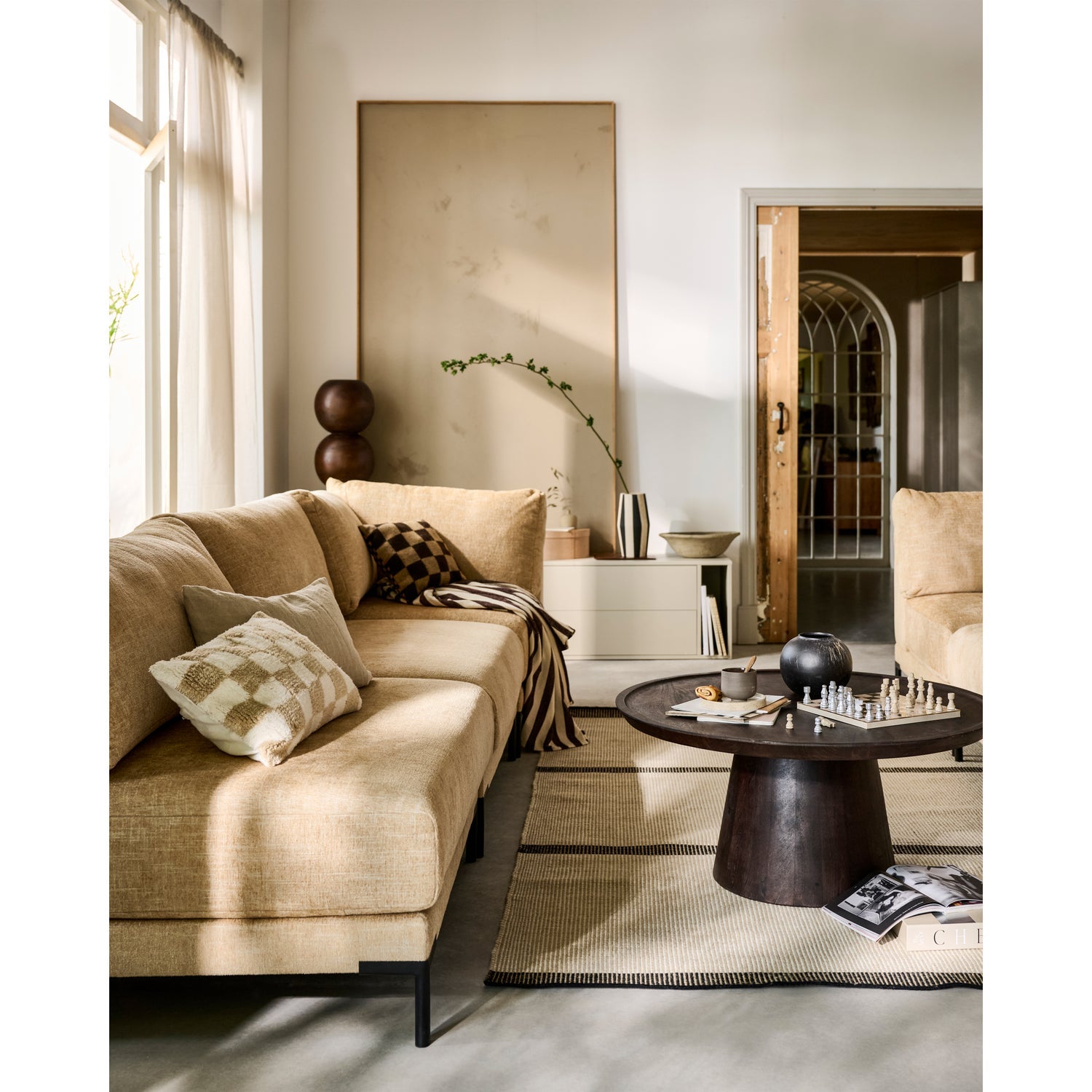 Sofa COUPLE - hoekmodule boterachtige mélange