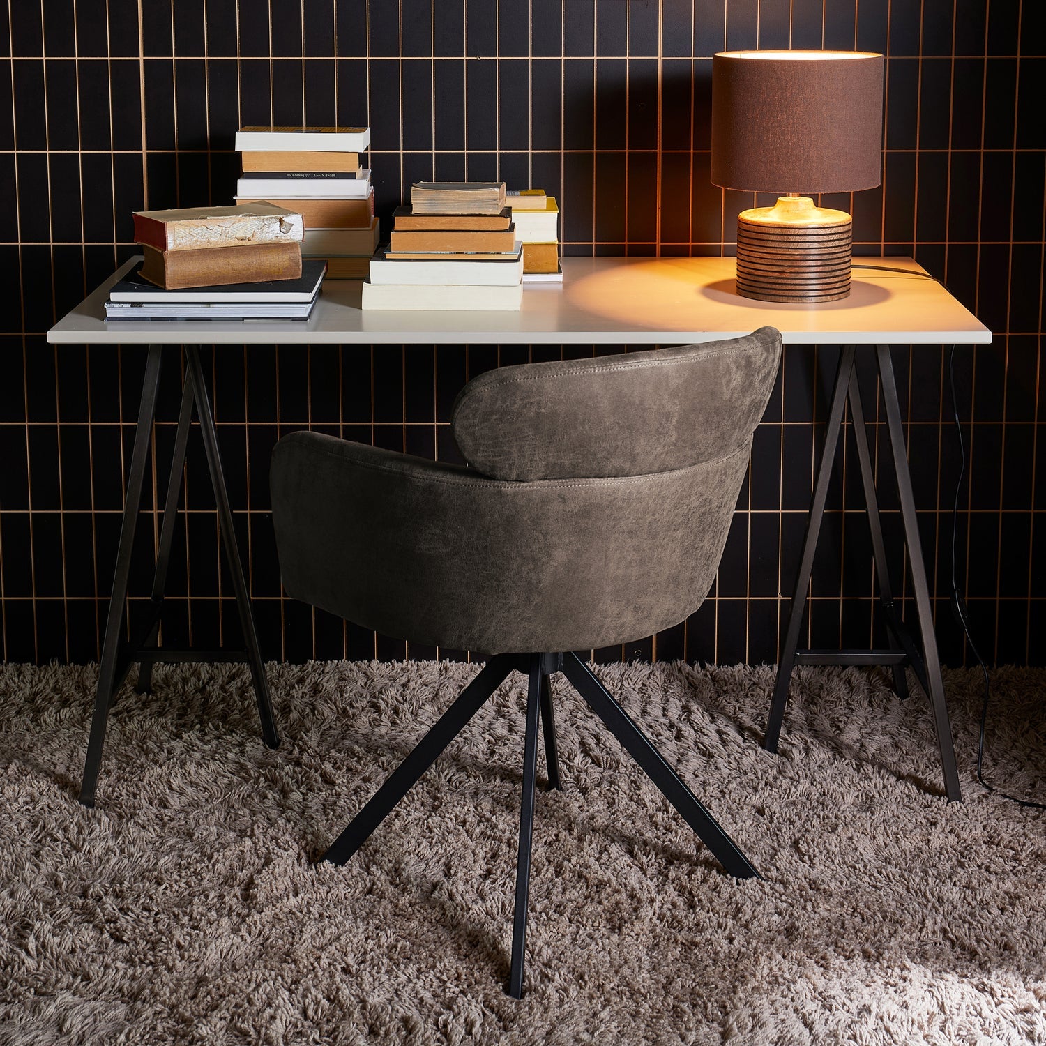 Fenne Schwenkstuhl Grau Eco -Leder