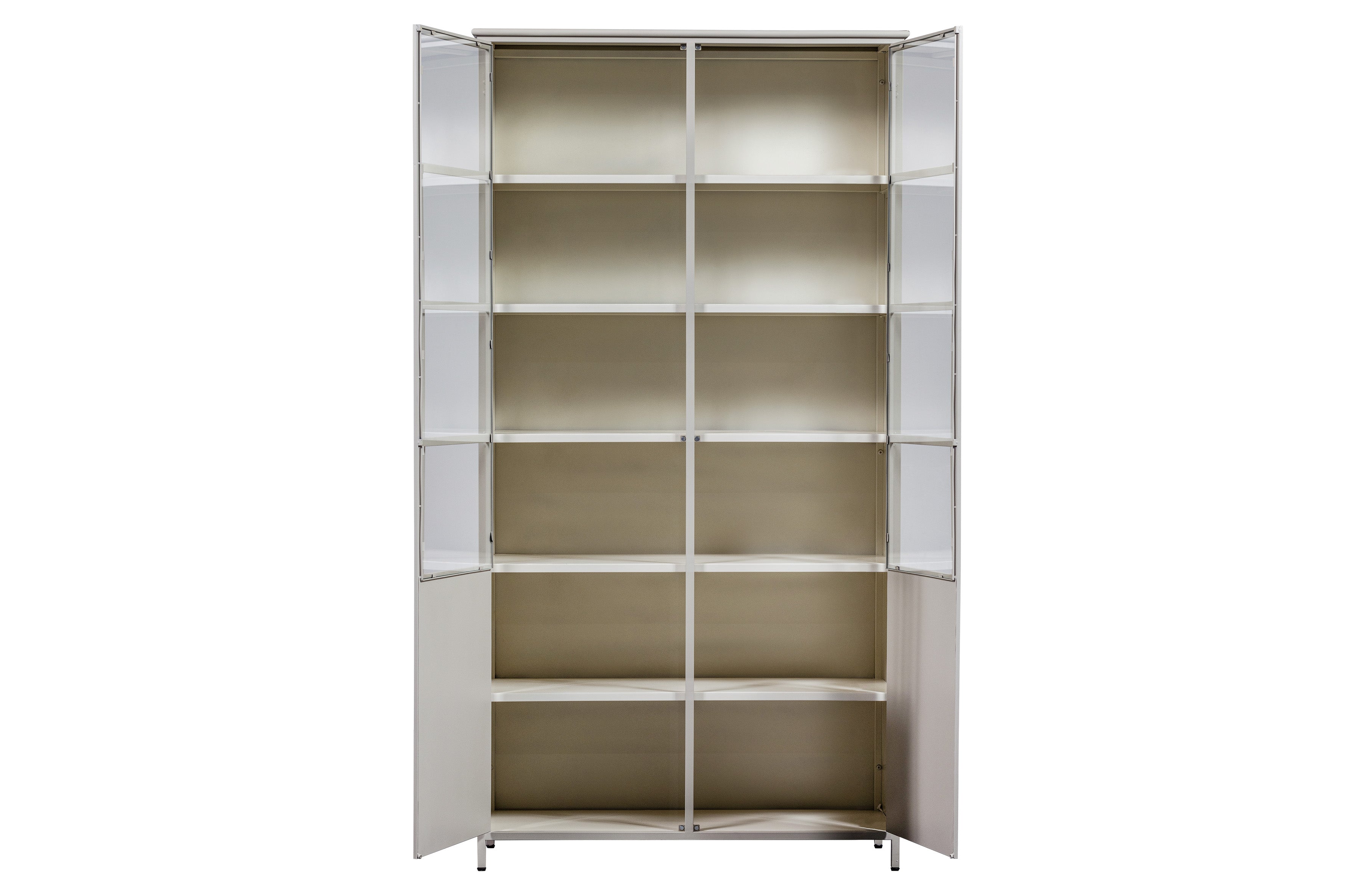 Tweedelige vitrinekast EXHIBIT zandkleurig