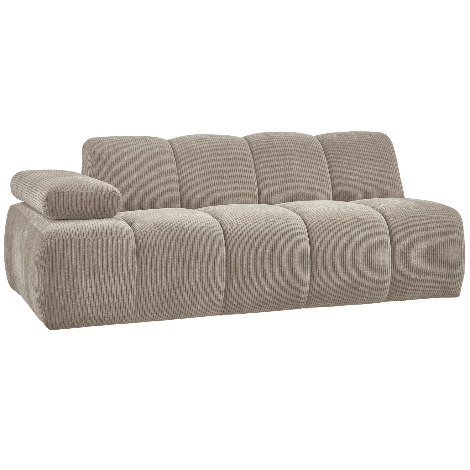Modulares Sofa MOJO - 2-sitziges Element linksseitig in dunkelsandfarbener Cord-Optik