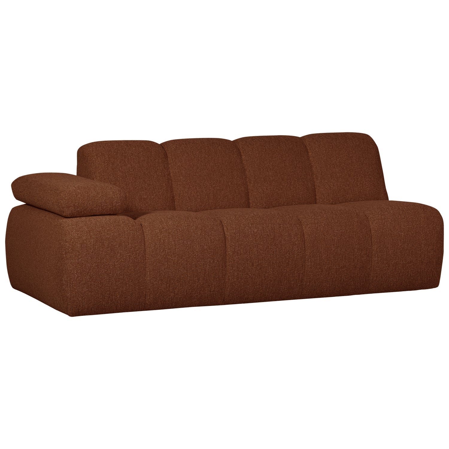 Sofa modułowa MOJO - element 2-osobowy lewostronny rdzawy brązowy bouclé z podłokietnikami