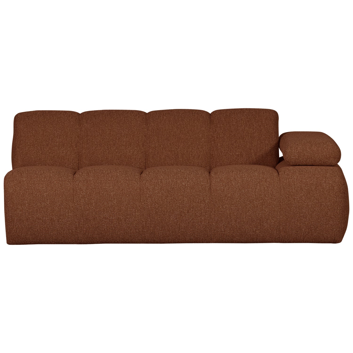 Sofa modułowa MOJO - element 2-osobowy prawostronny rdzawy brązowy bouclé z podłokietnikami