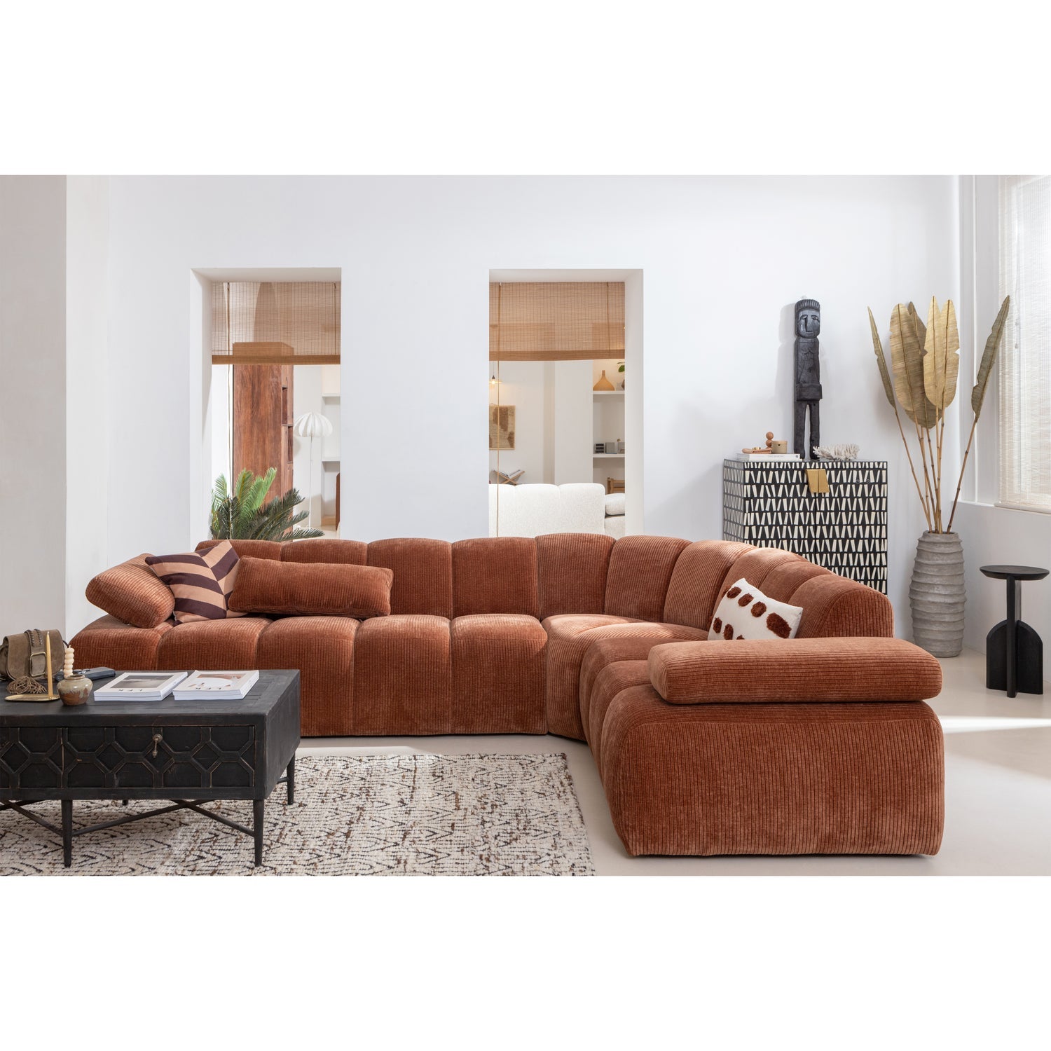 Modulares Sofa MOJO - Eckelement sandfarbener Schafwolle