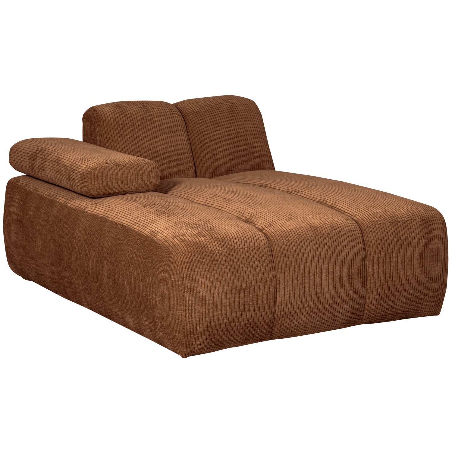 Sofa modułowa MOJO - szezlong lewostronny rdzawy brązowy sztruks – styl nowoczesny