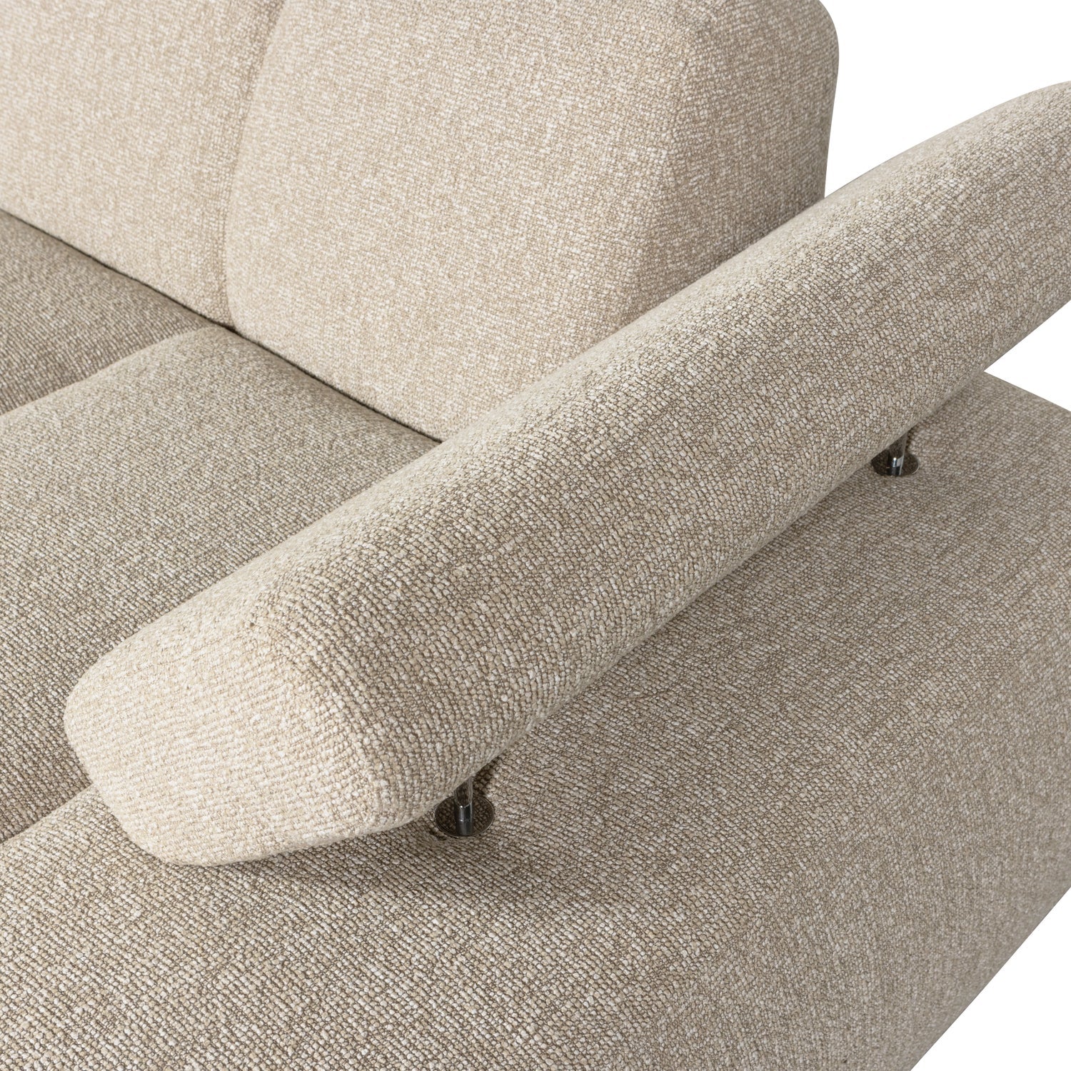 Sofa modułowa MOJO - szezlong prawostronny beżowy melanż bouclé z podłokietnikami
