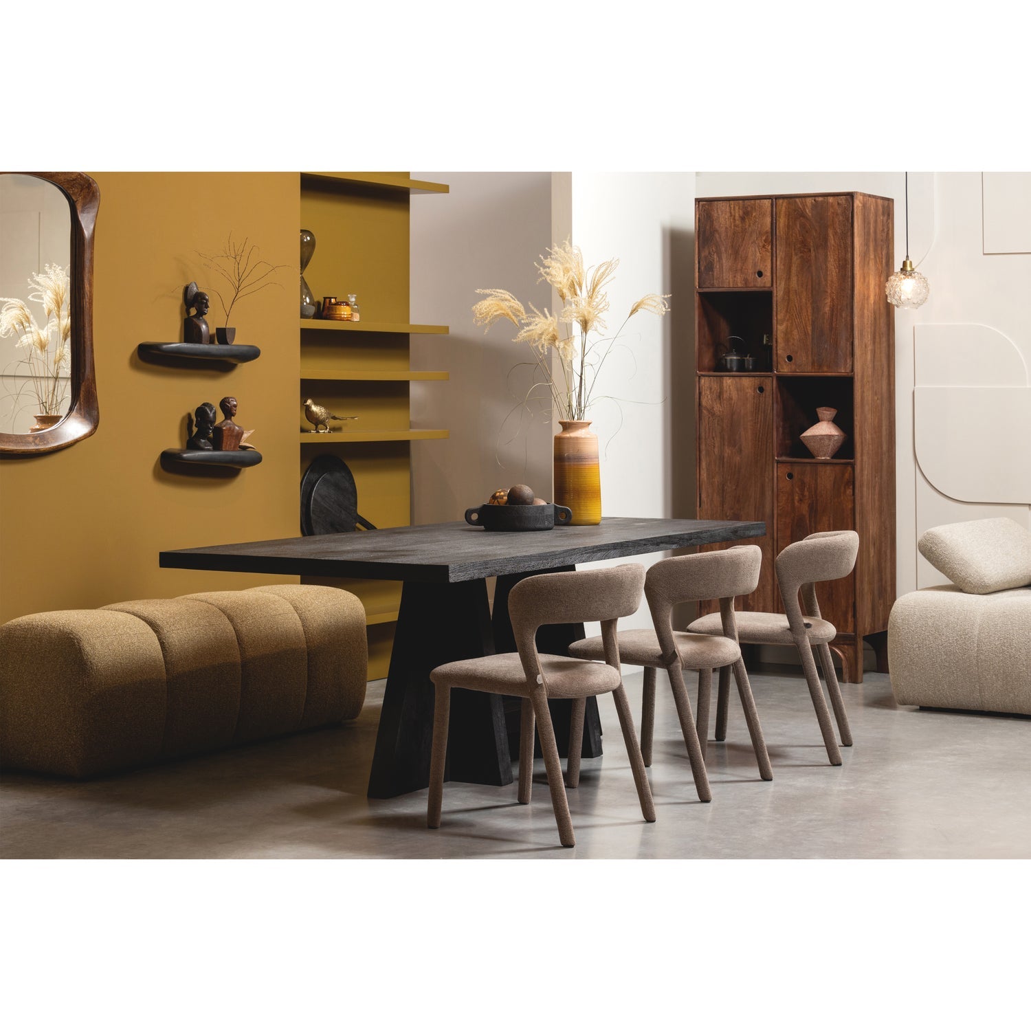 MOJO ecru corduroy bench