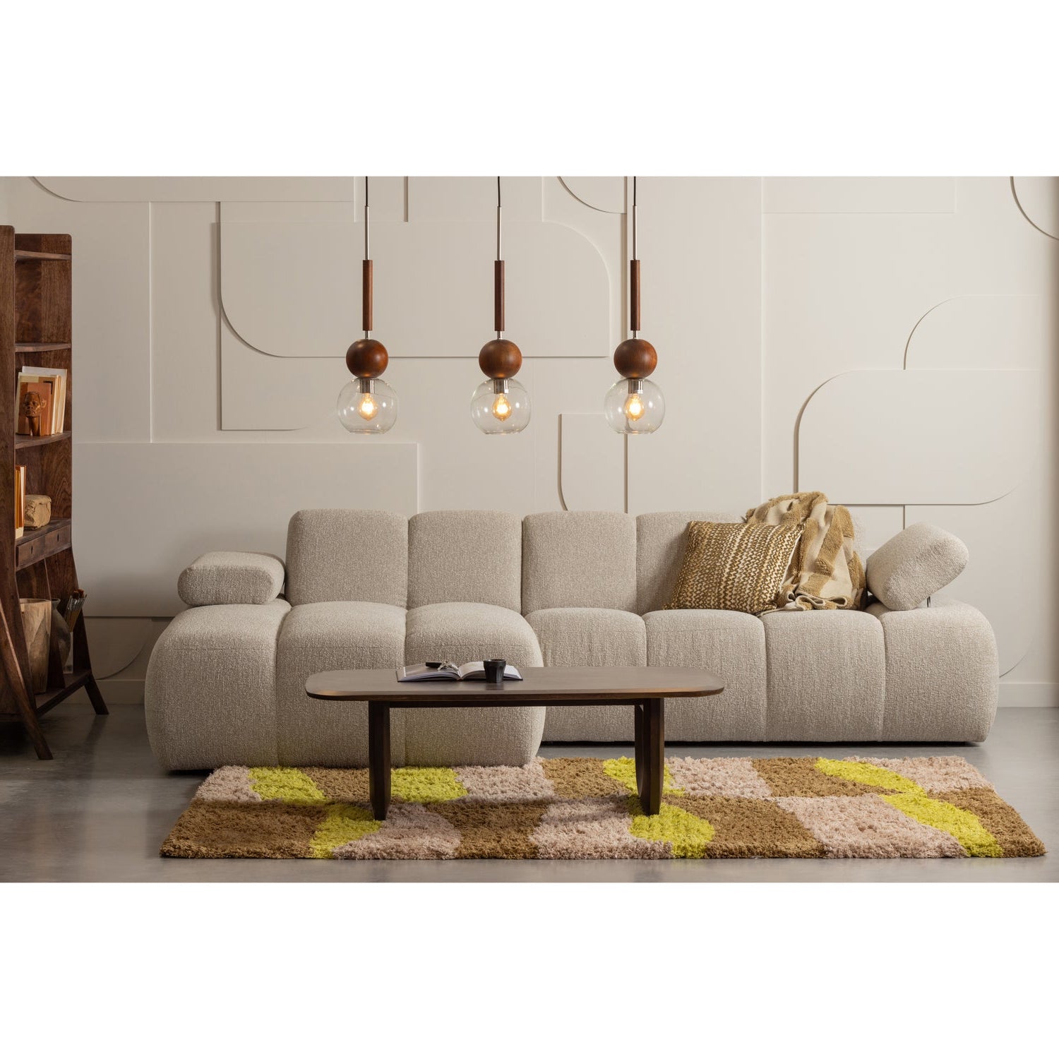 Left-facing modular corner sofa MOJO honey lamb