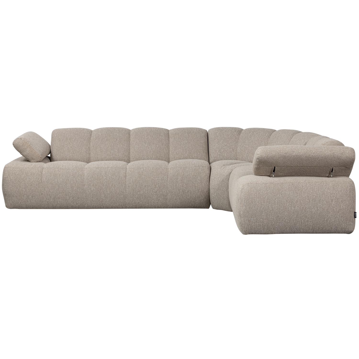 Modularer Ecksofa rechtsseitig für 6 Personen MOJO sandfarbener Melange Boucle