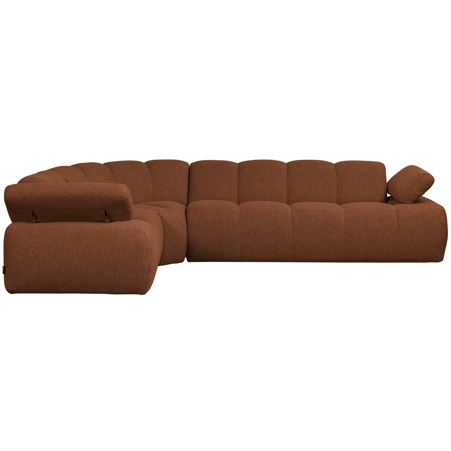 Modularer Ecksofa linksseitig für 6 Personen MOJO rostbraun meliert Boucle