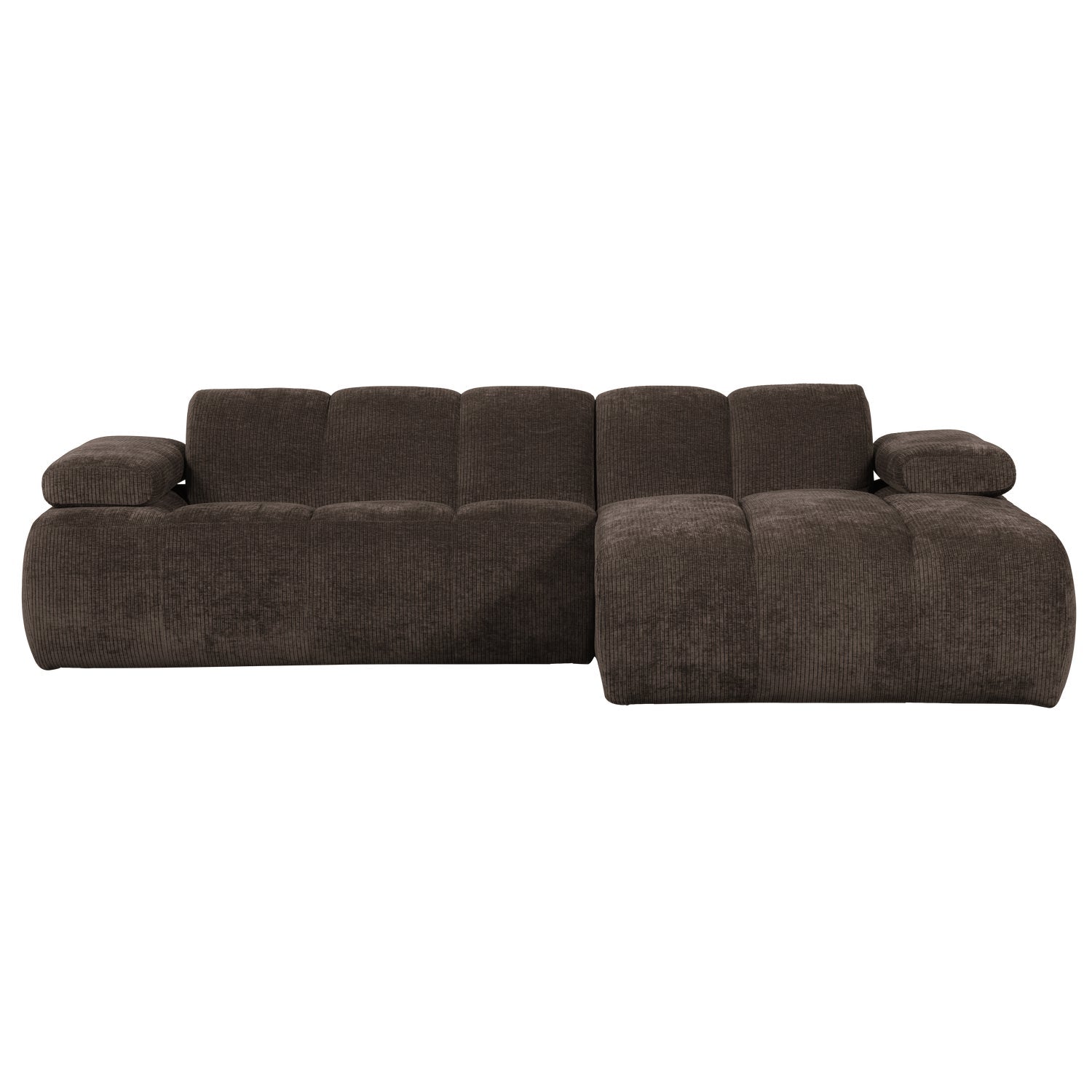 Right-facing modular corner sofa MOJO in dark brown corduroy