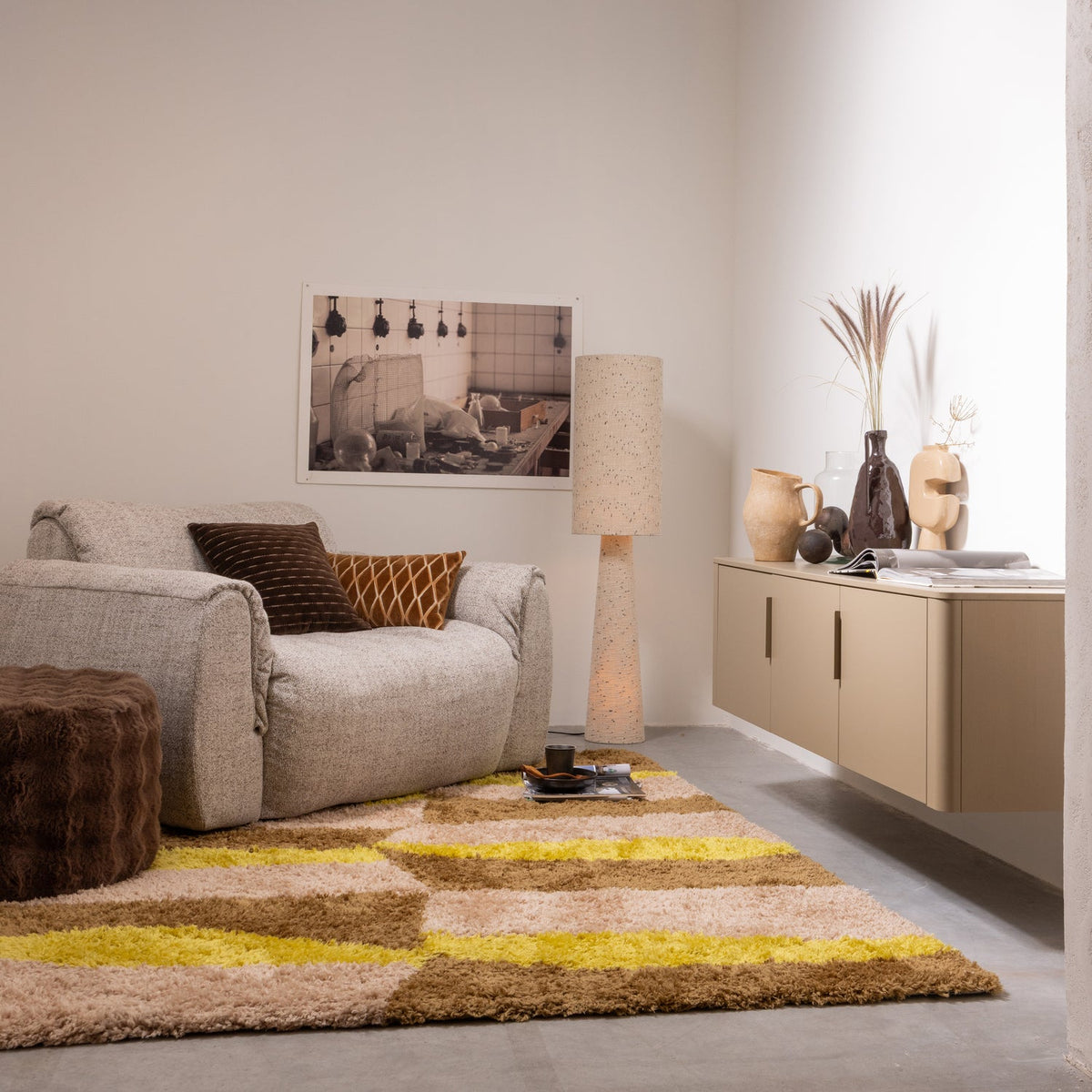 Vloerlamp LOFT crème met zwarte stippen