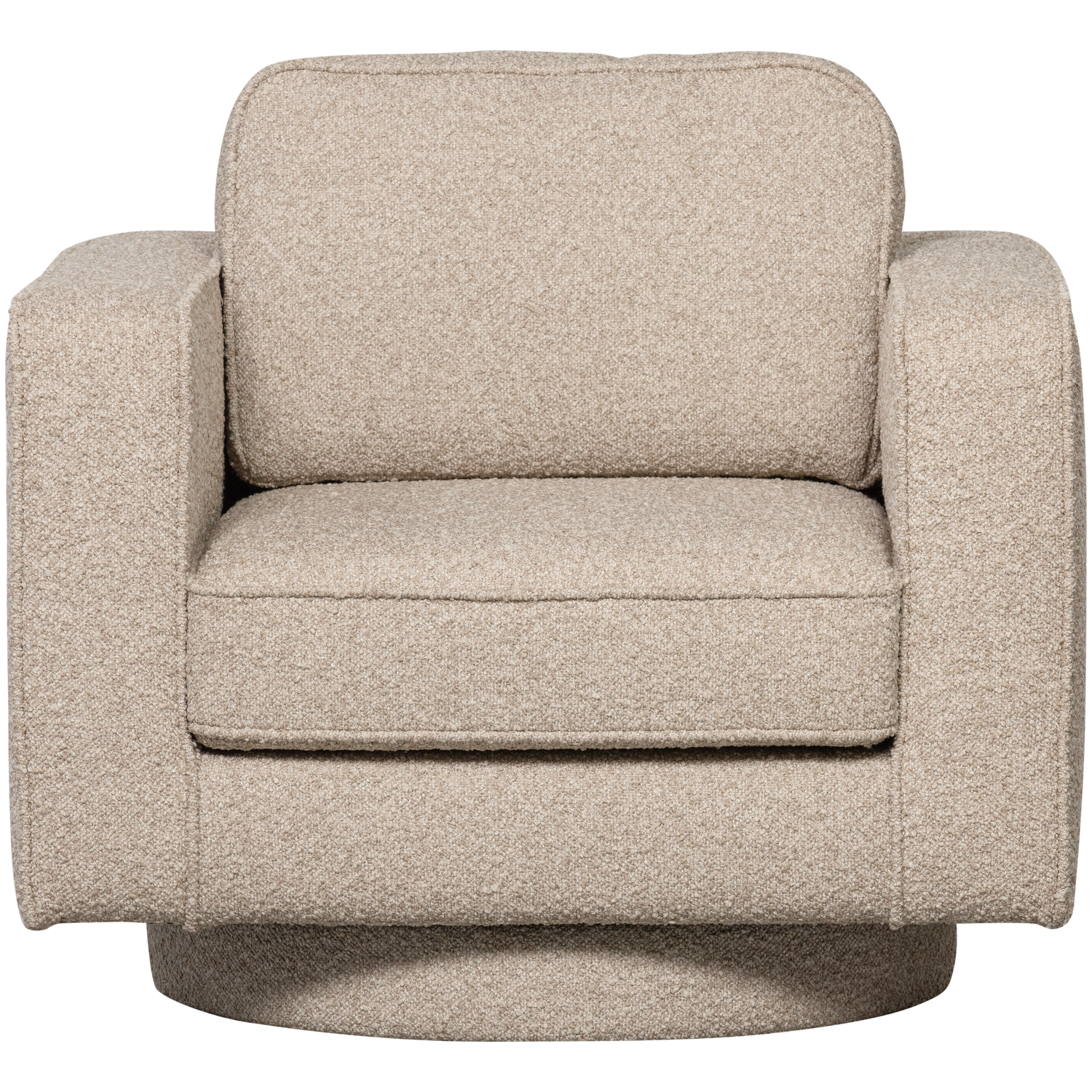 Draaistoel LAZY zandkleurig bouclé
