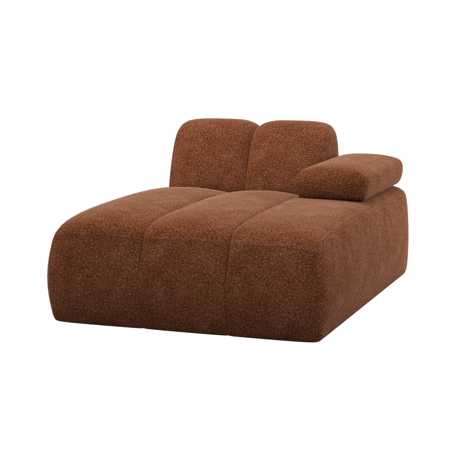 Modulaire bank MOJO - rechtszijdige chaise longue roestbruin schapenvacht