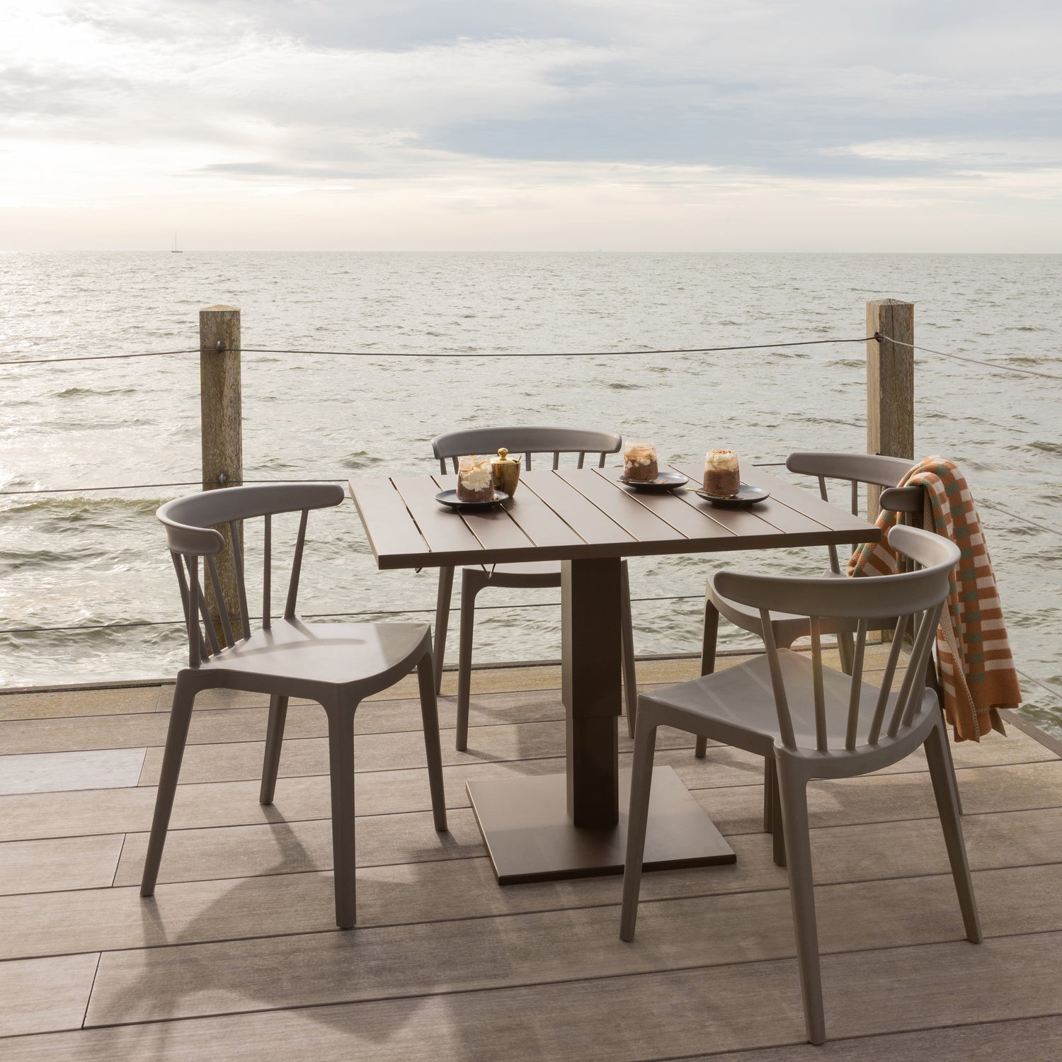 Adjustable Outdoor Table TESSO Brown