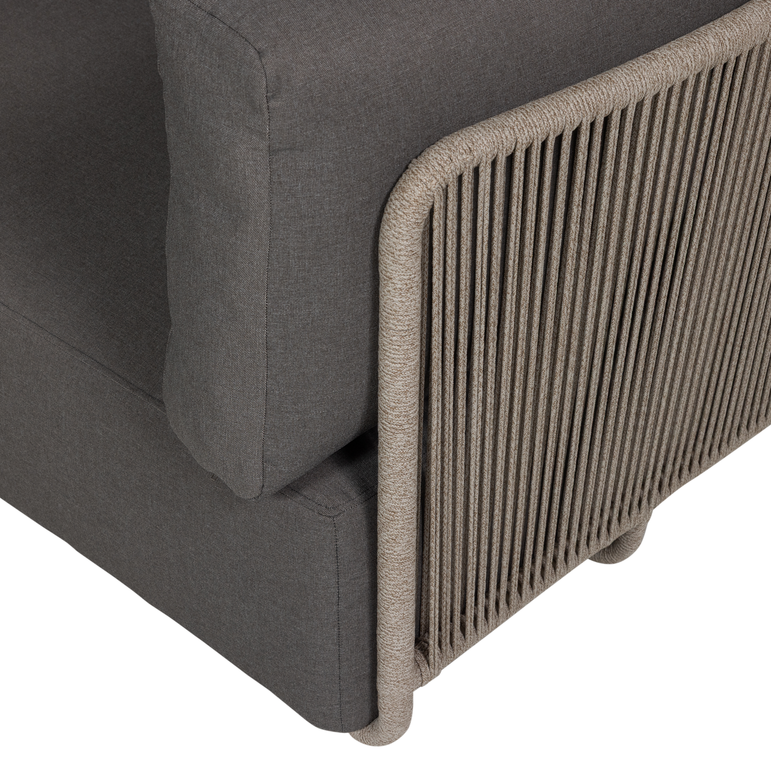 Symmetrische Gartenliege SORA grau mit braunem Rahmen