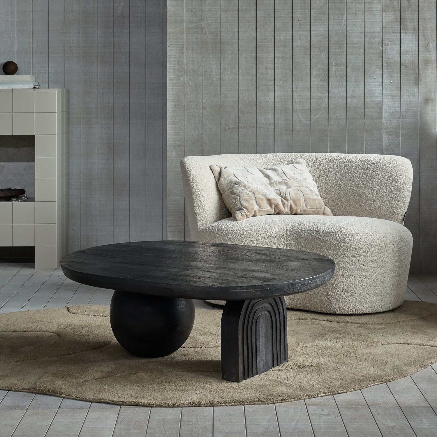 Sofa lewostronna STONE crème boucle