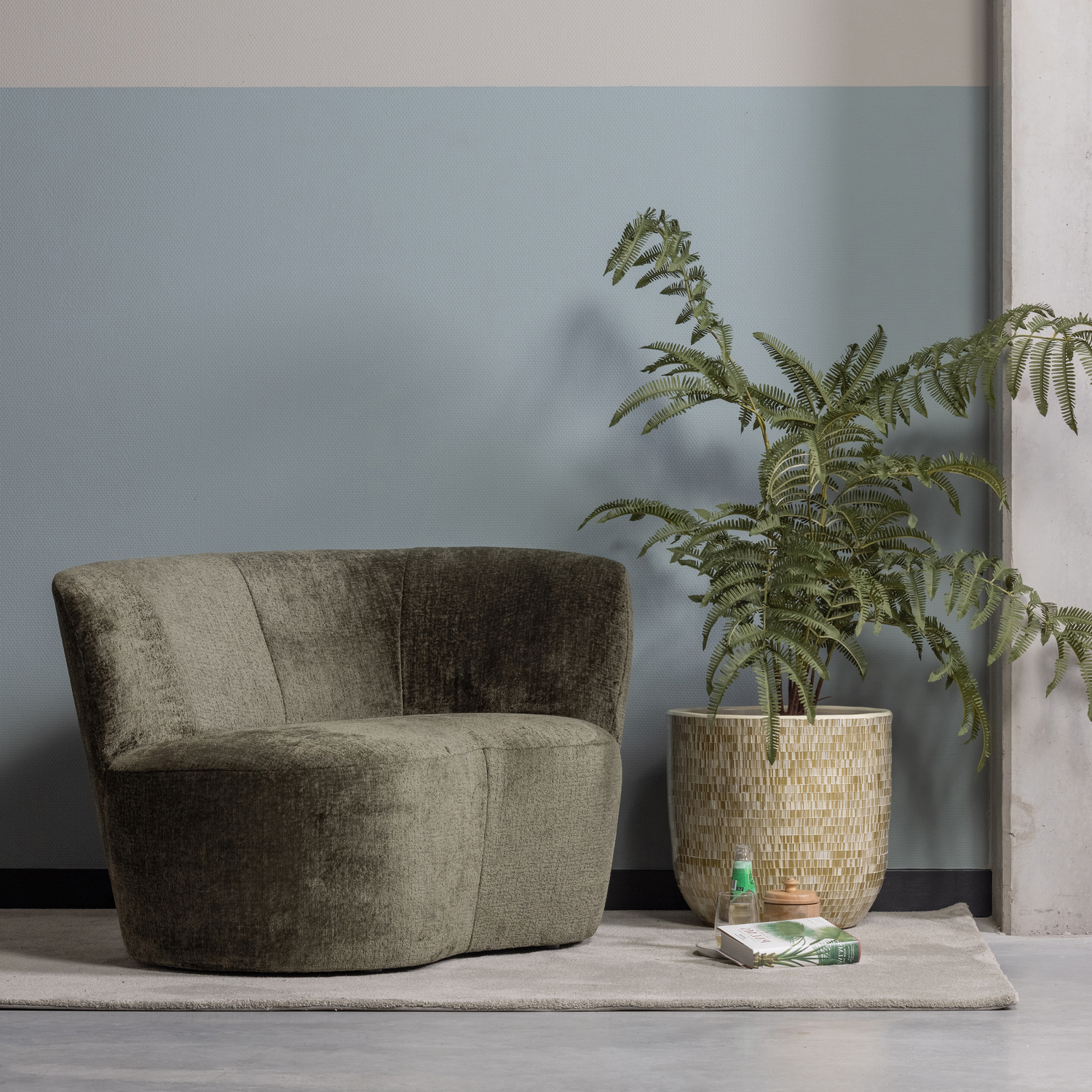 Sofa van fluweel rechts STONE groen