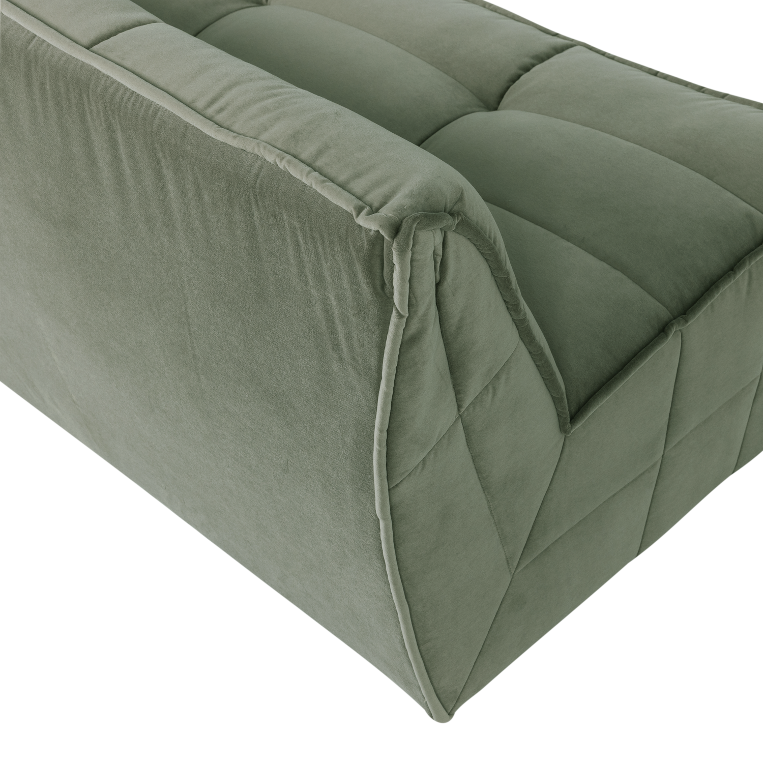 Velvet Sofa CLUSTER - 3-Seater Module in Pistachio