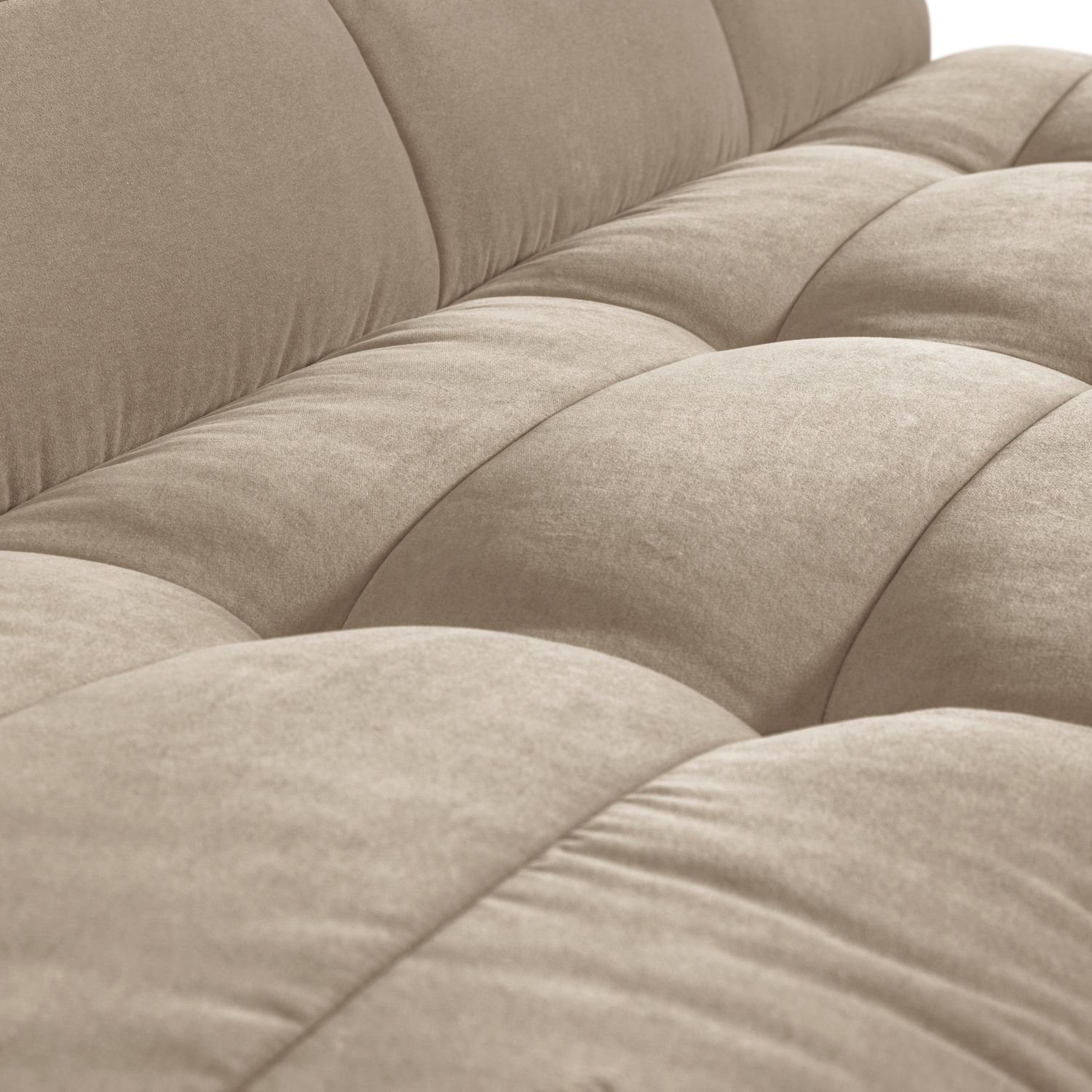 Sofa aksamitna CLUSTER BENCH - moduł 3-osobowy piaskowy do salonu – Woood