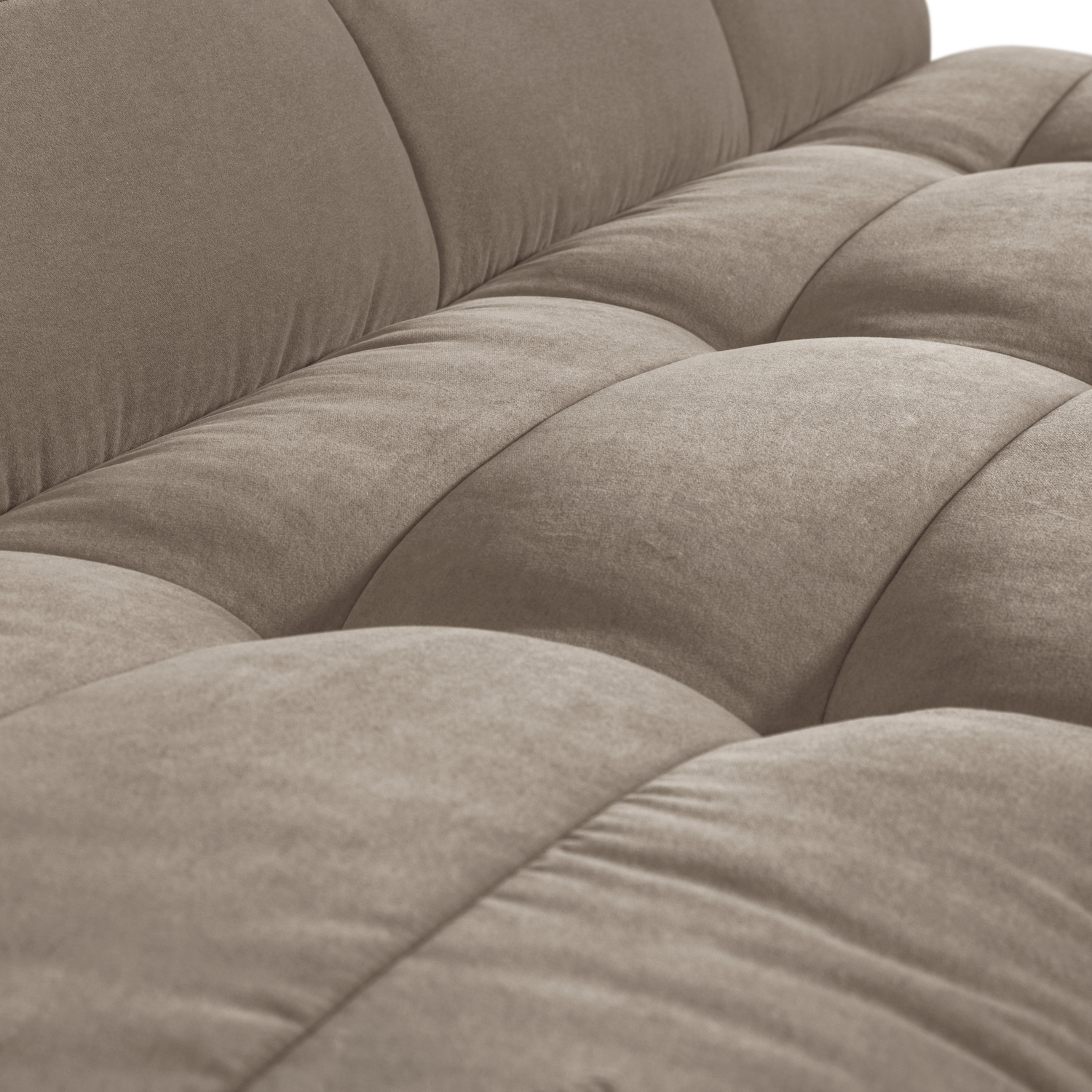 Sofa modułowa aksamitna CLUSTER BENCH - element 3-osobowy beżowy do salonu – Woood