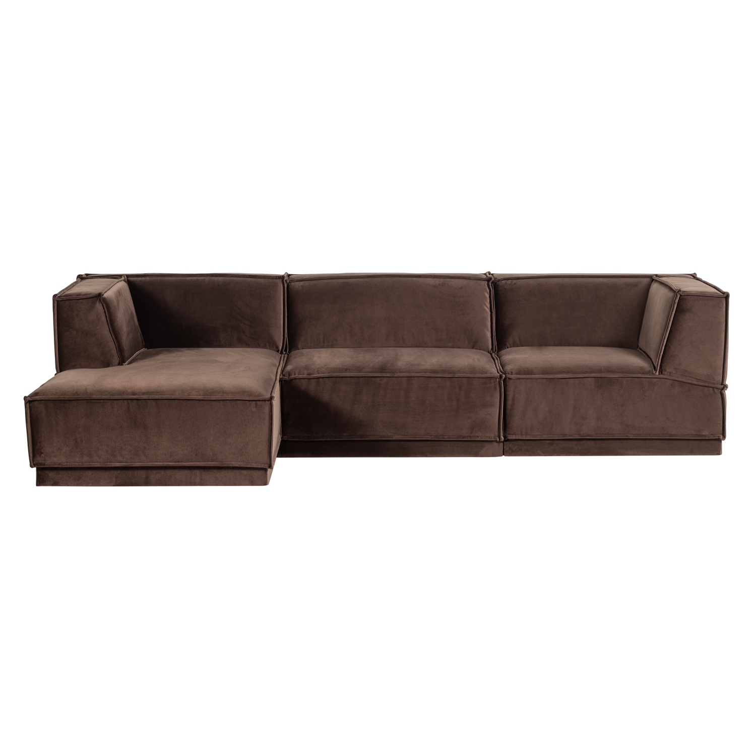Narożnik aksamitny lewostronny MANU brązowy – sofa narożna