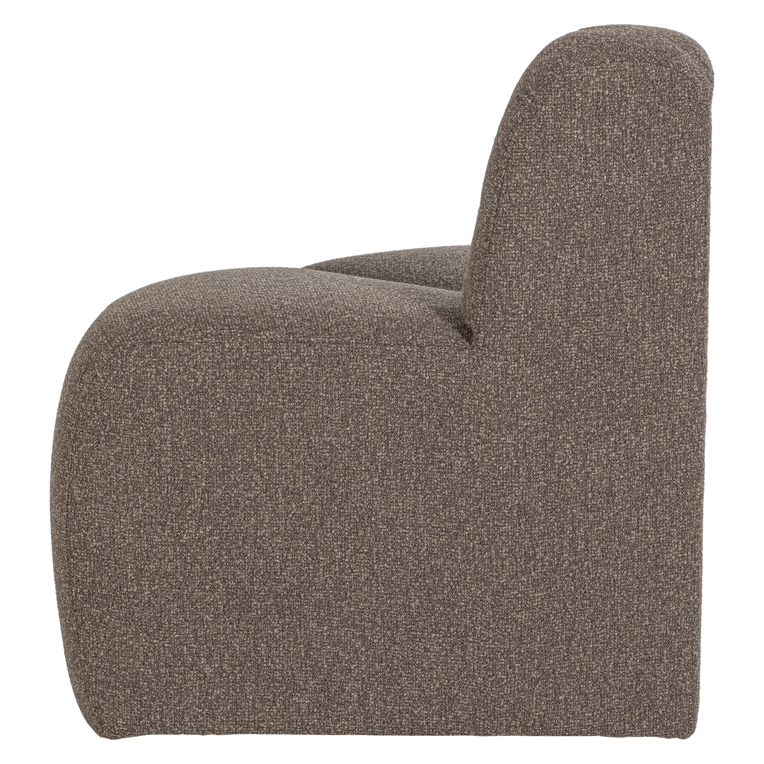 Sofa modułowa MOJO BENCH - element narożny zaokrąglony brązowy bouclé – drewno