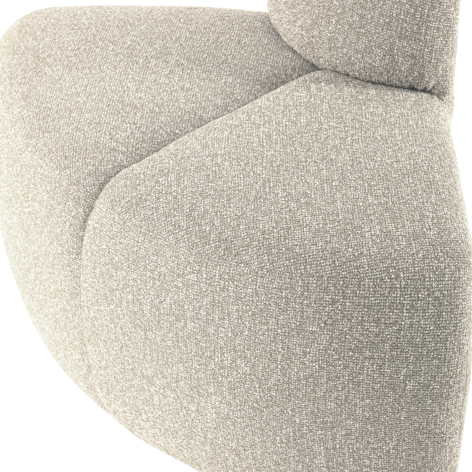 Modulares Sofa MOJO - abgerundetes Eckelement in beigem Bouclé