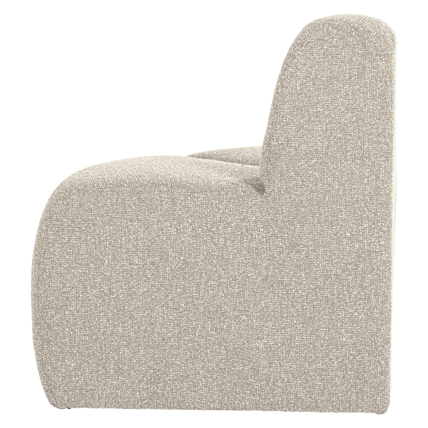 Sofa modułowa MOJO BENCH - element narożny zaokrąglony beżowy bouclé – drewno