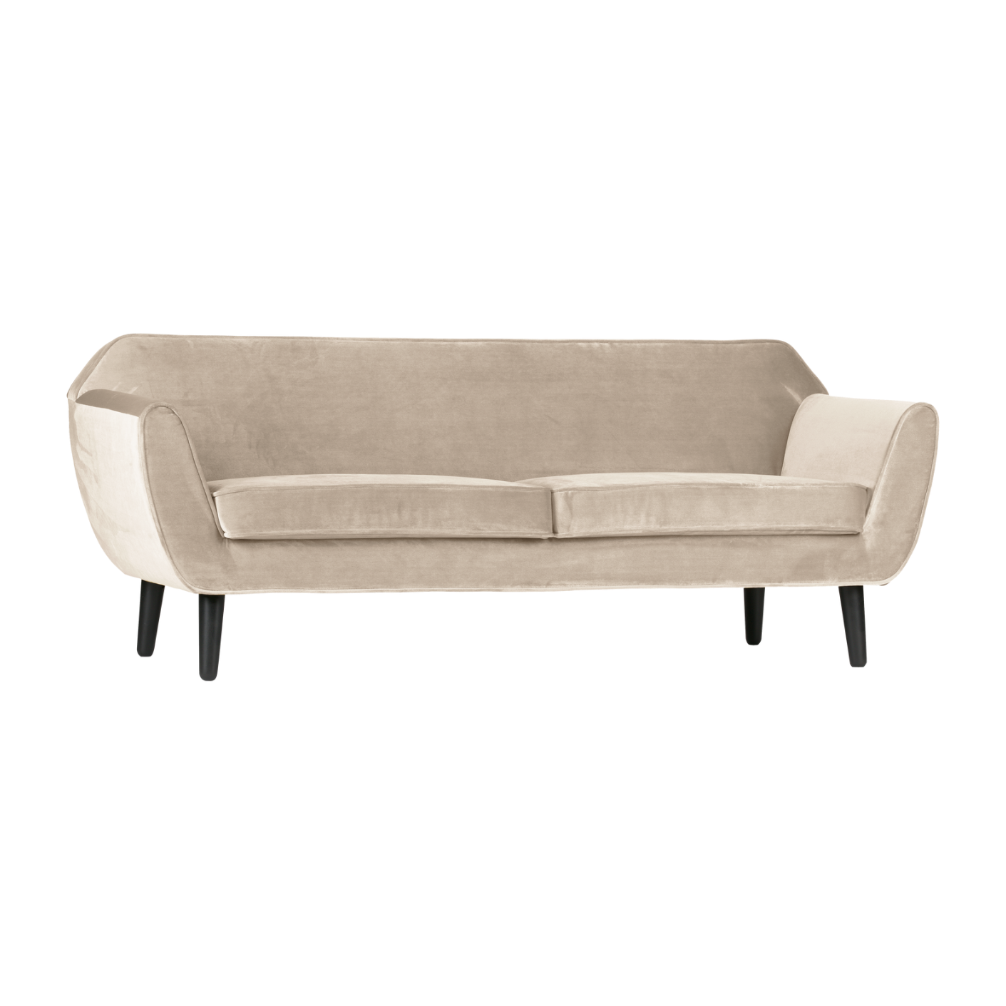 Sofa aus Samt 2,5-sitzig ROCCO gebrochenes Weiß