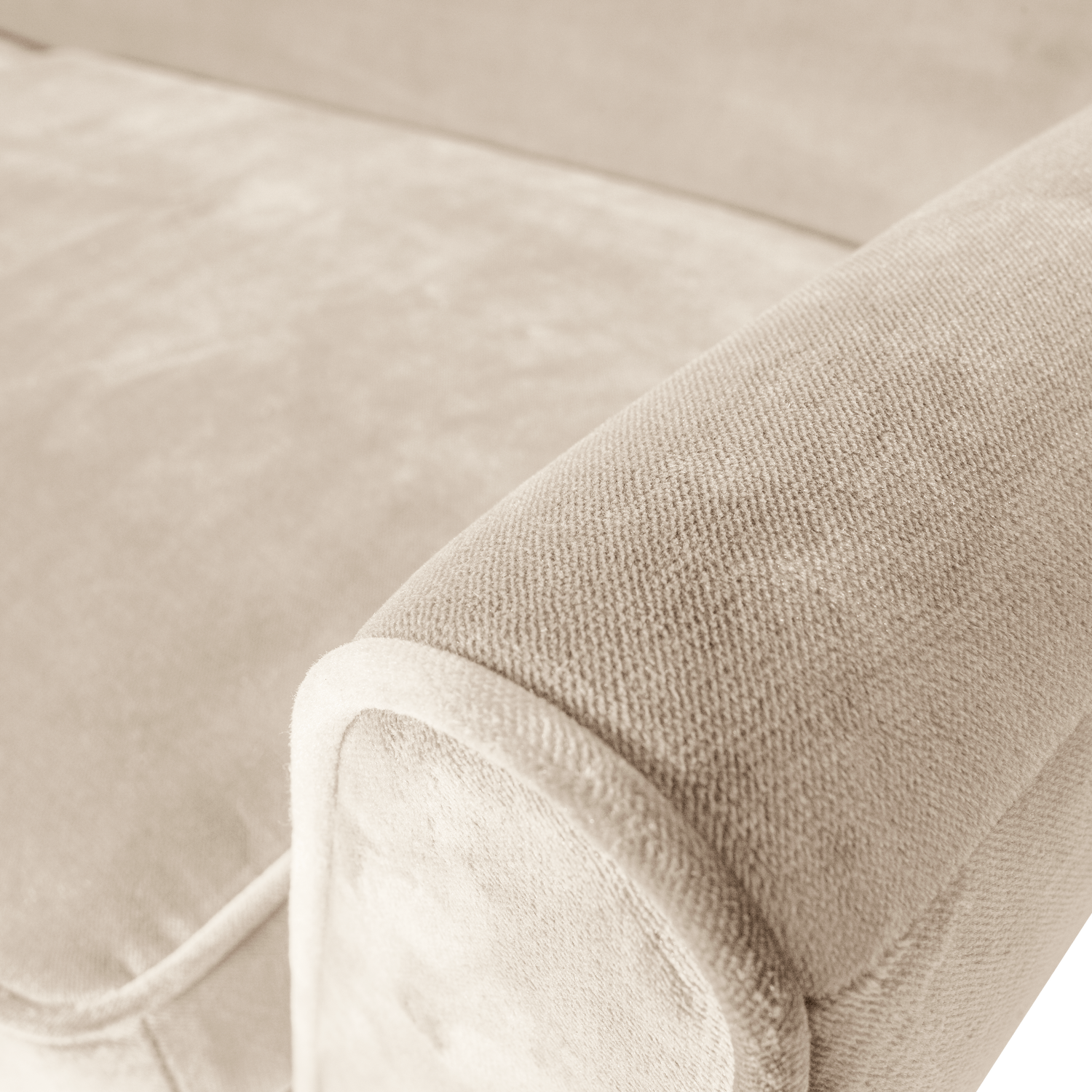 Sofa aus Samt für 4 Personen ROCCO gebrochenes Weiß