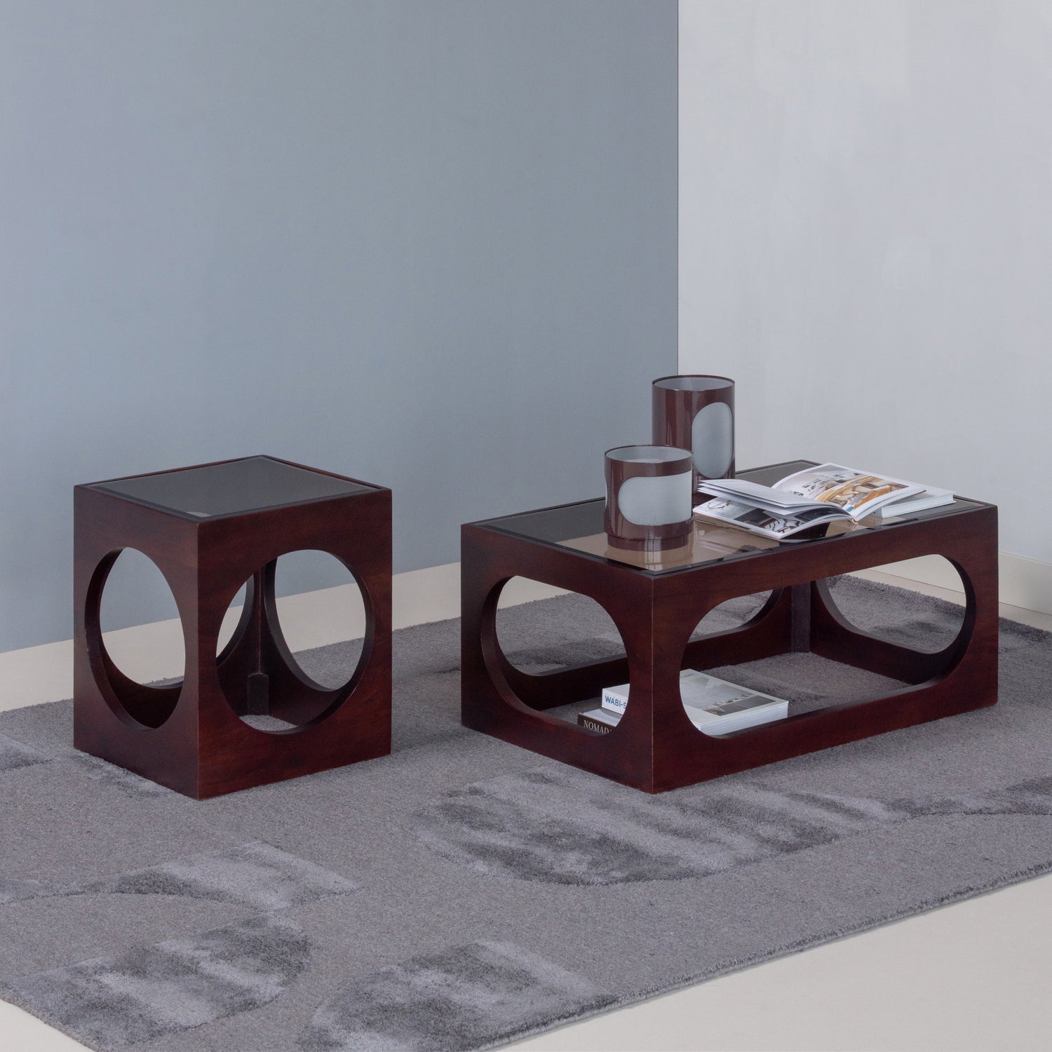 Salontafel TRAX bruin met glazen blad