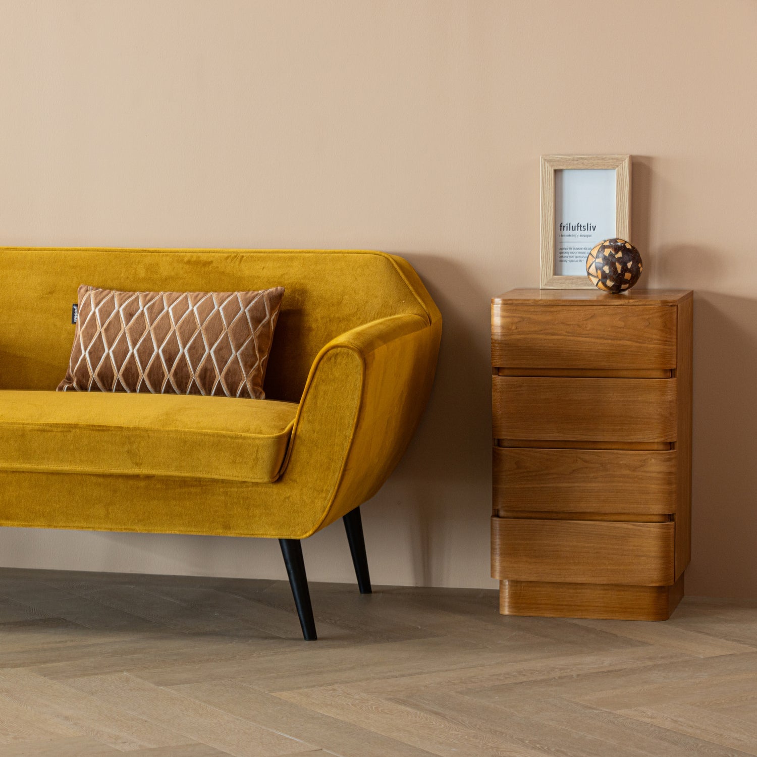 Mustard Velvet 2-Seater Sofa ROCCO