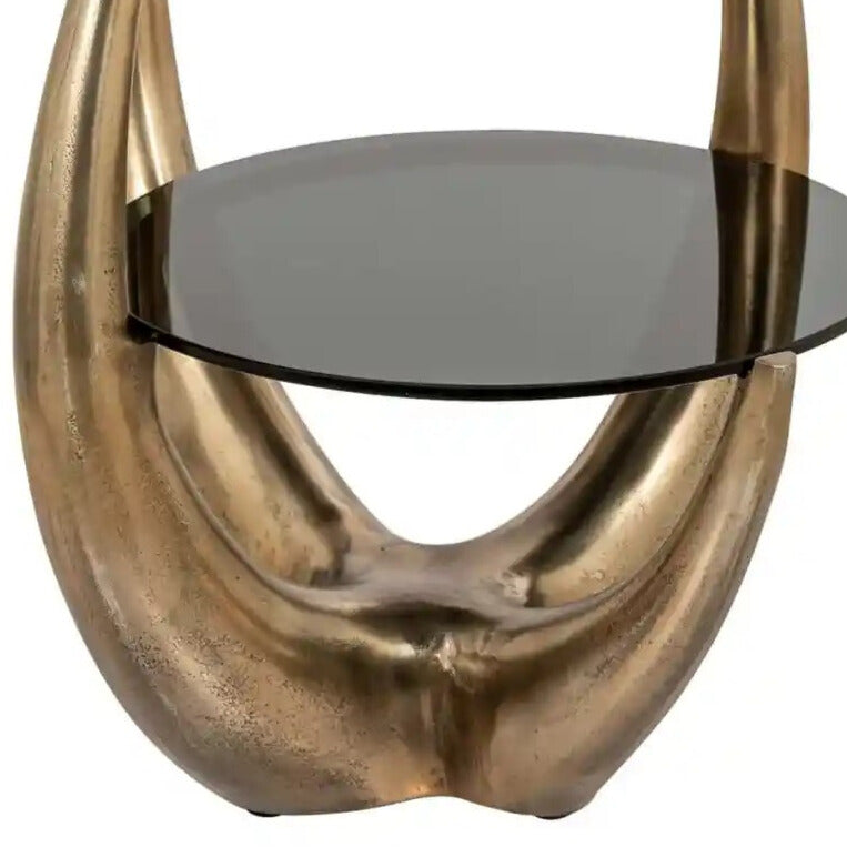AIDA glass side table with a gold base