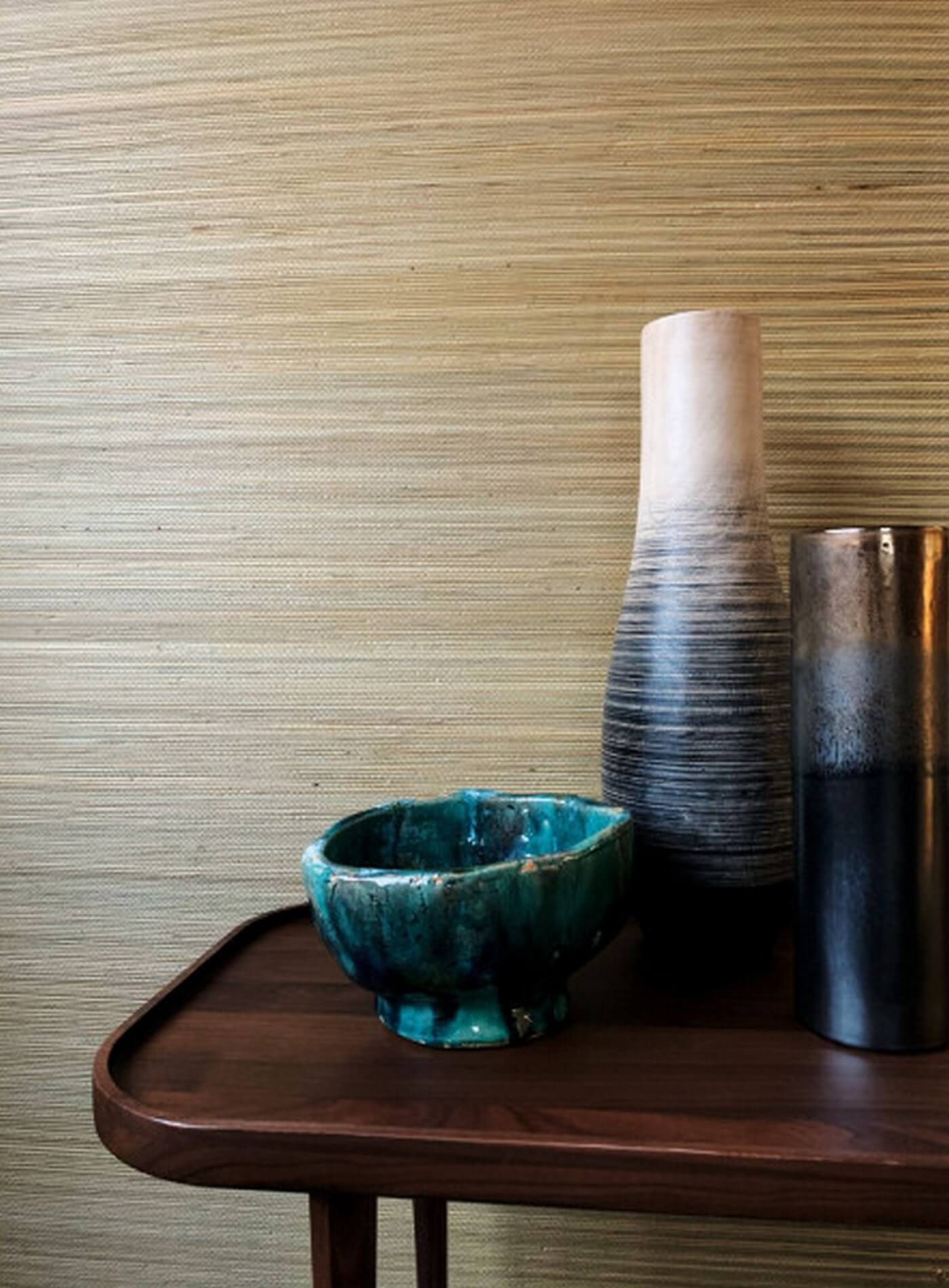 Natuurlijke structuur behang van zeegras SEAGRASS - TABAK bruin