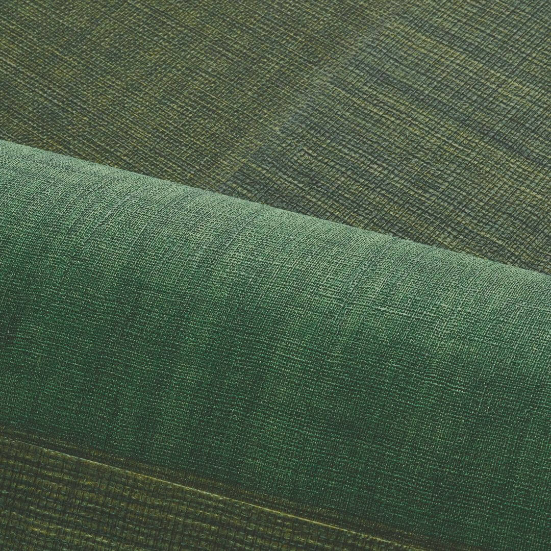 Geometric Structural Wallpaper Patchwork Imitating Fabric MESTIZO - VERT FORÊT Forest Green