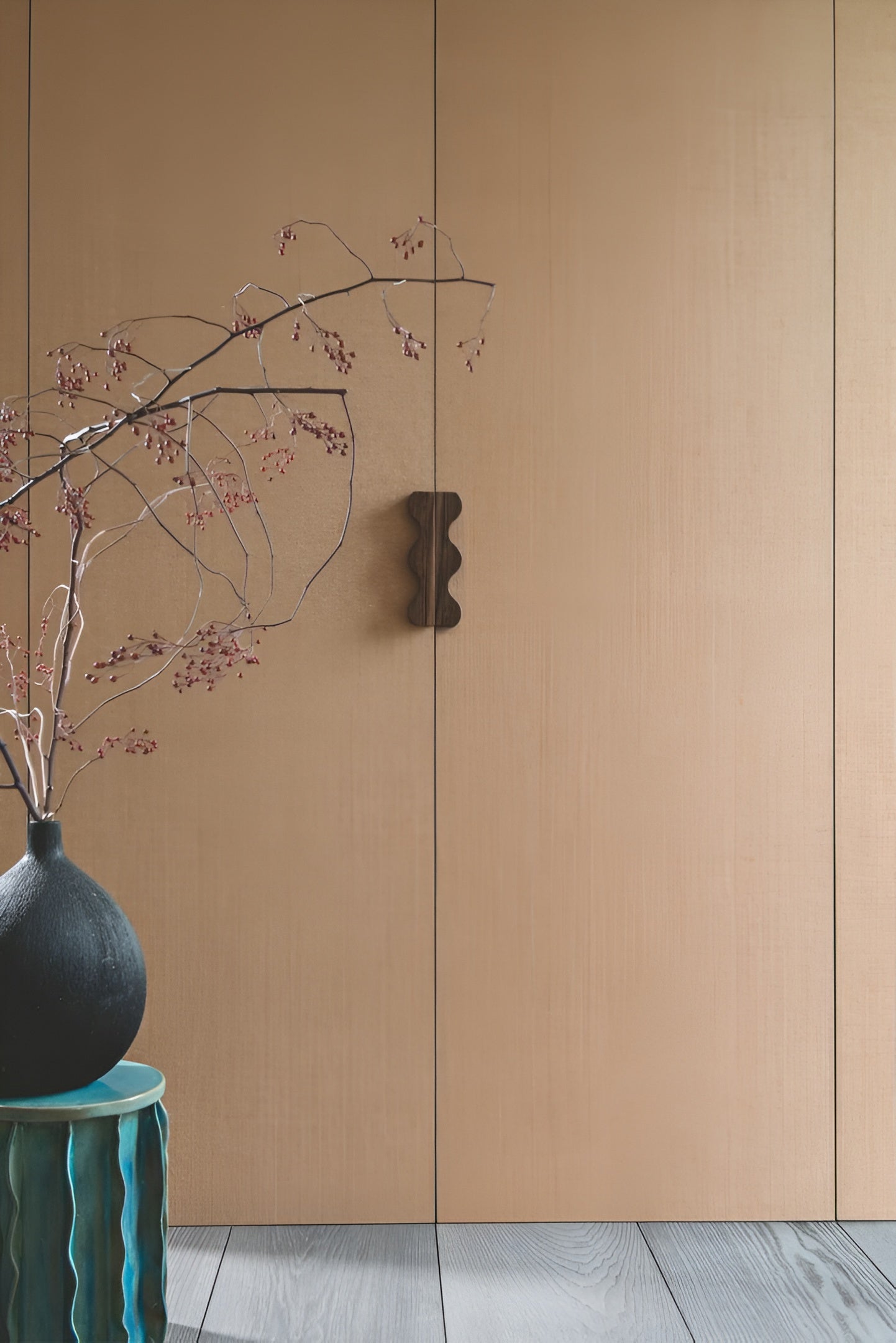 Strukturierte Tapete Geflecht, das Raphia imitiert KIRA - GRÈGE grau-beige