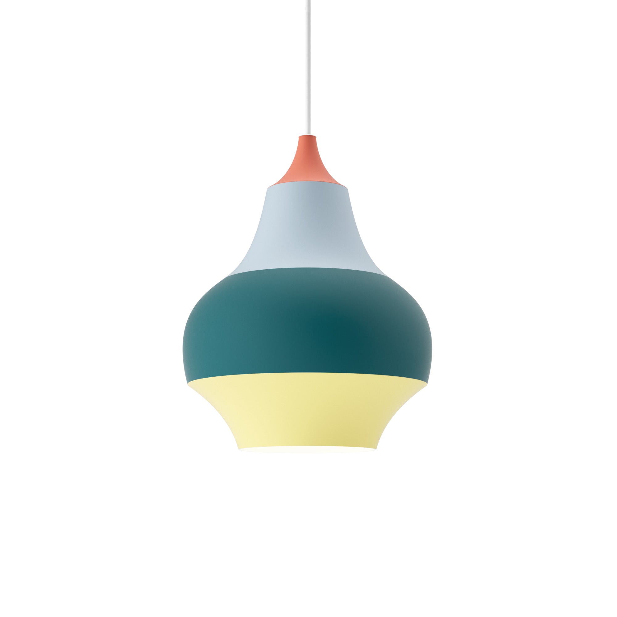 Hanglamp CIRQUE geel-groen-blauw met rode punt