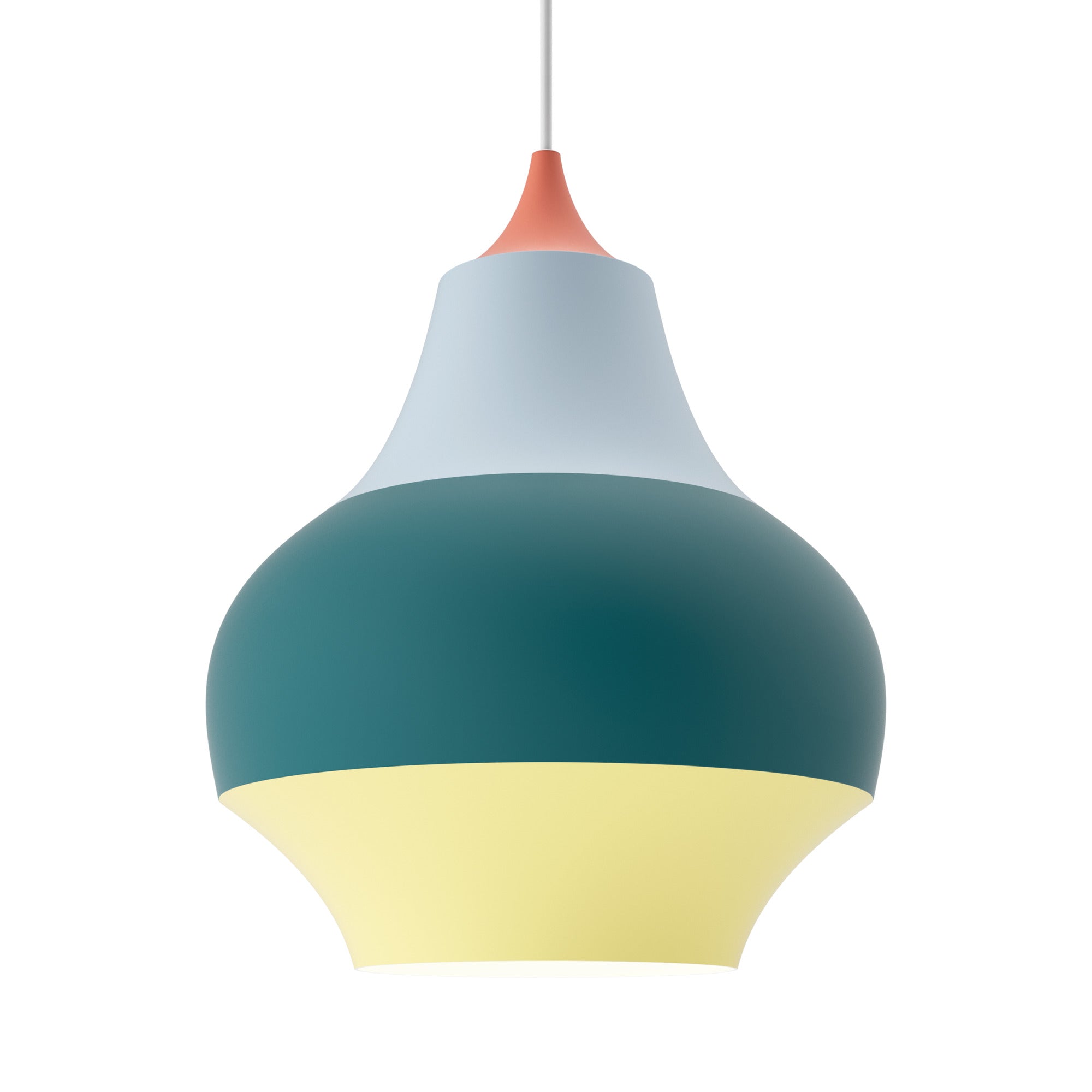 Hanglamp CIRQUE geel-groen-blauw met rode punt