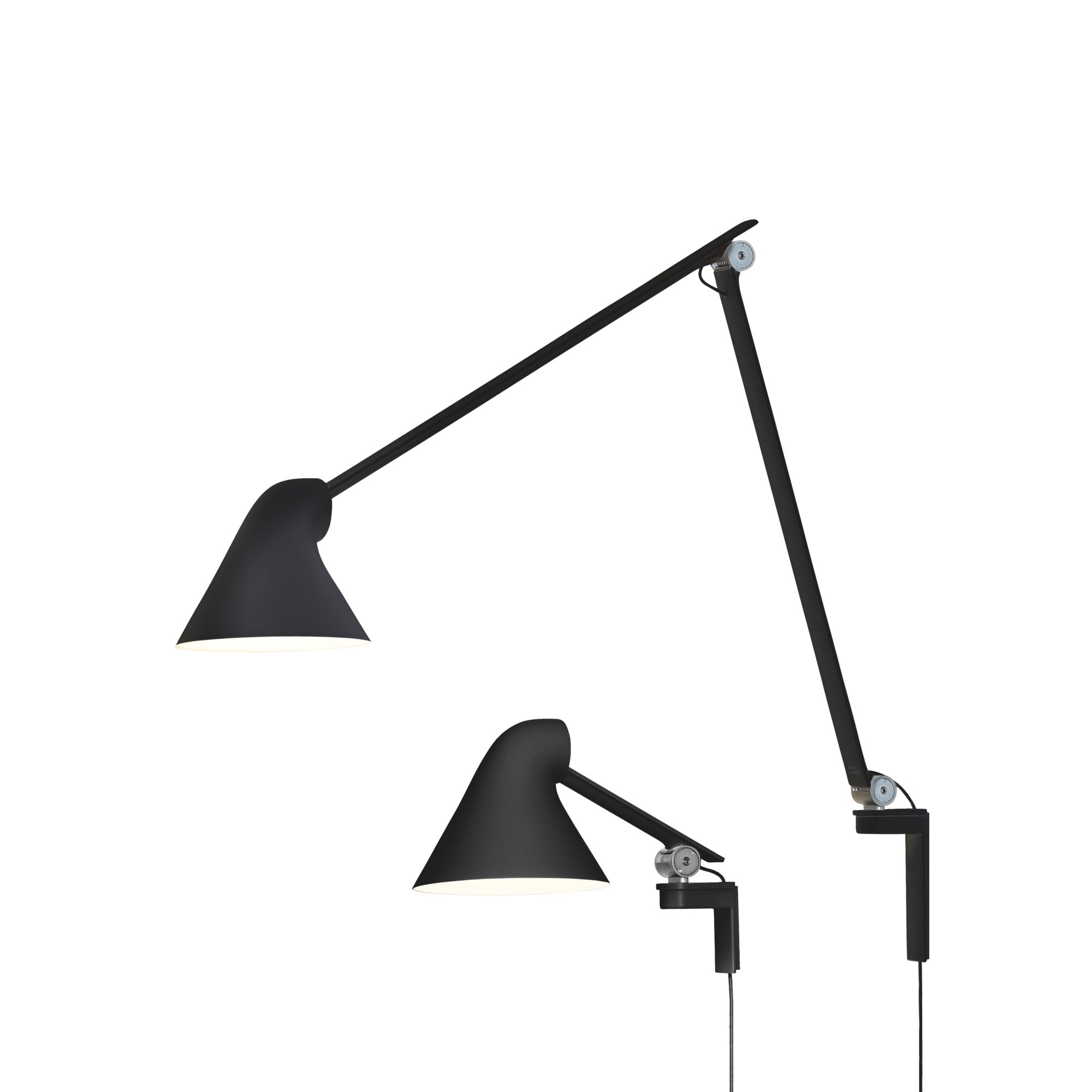 Zwarte wandlamp met verstelbare arm NJP