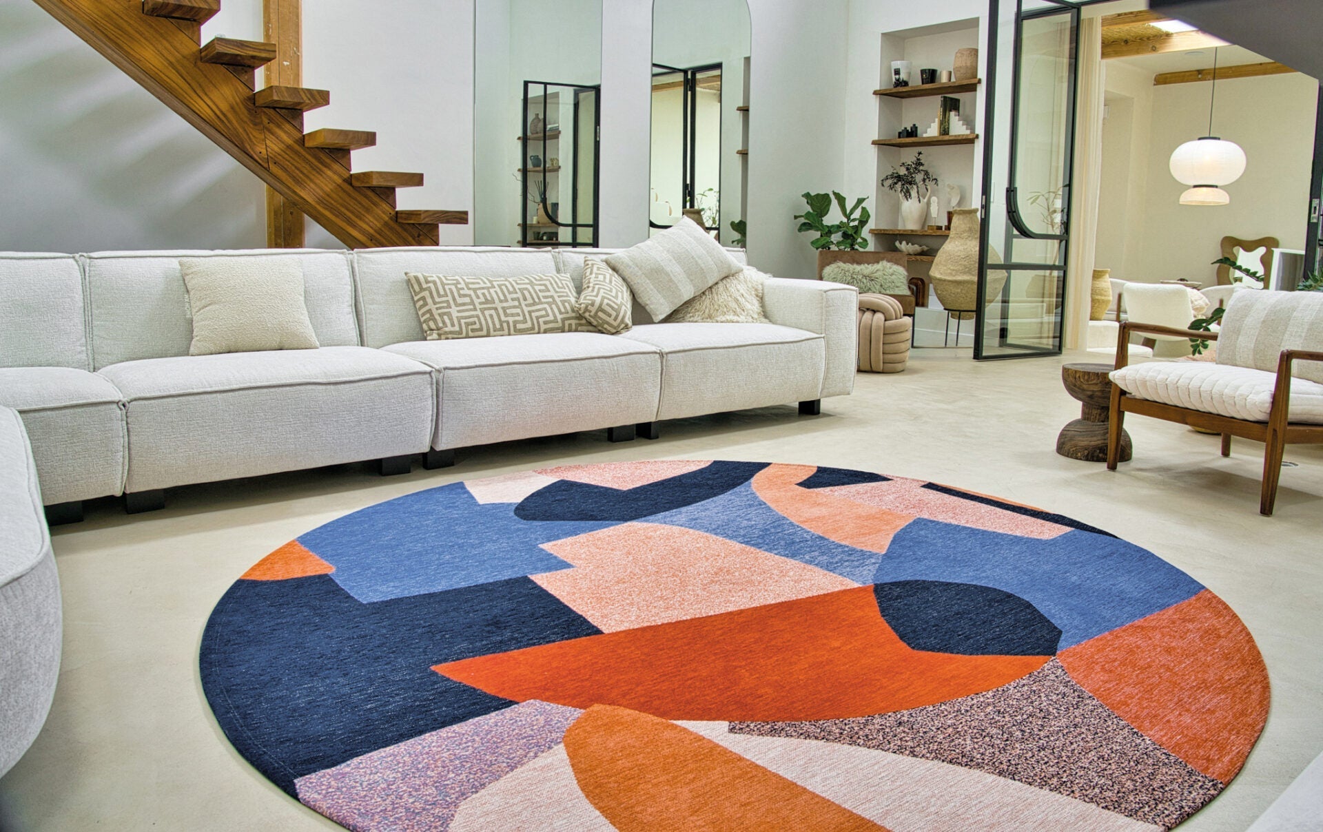 Round rug Shapes Carpe Diem Orange-Nibblest
