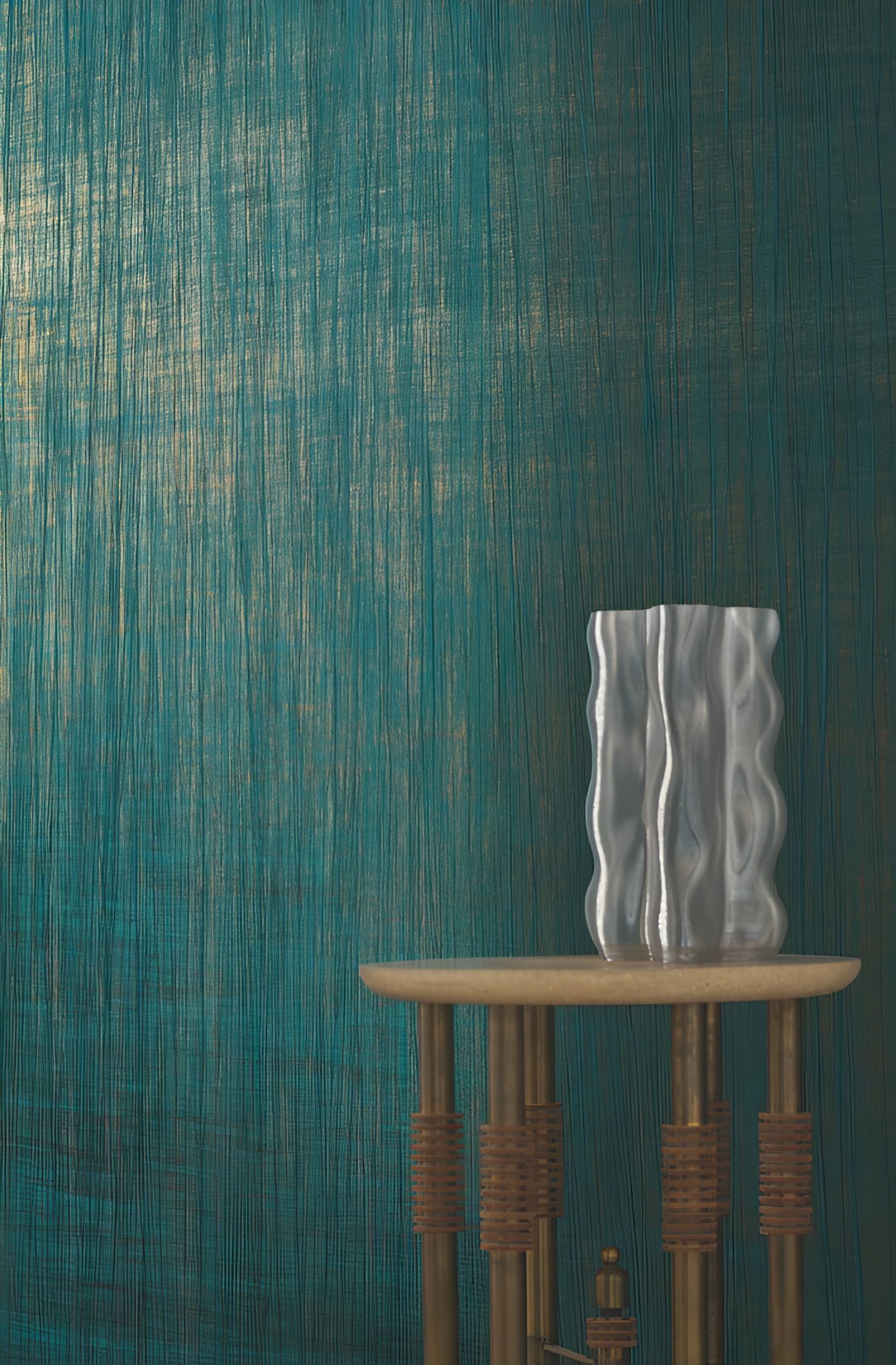 Textured pleated fabric wallpaper RAI - IVORY ivory