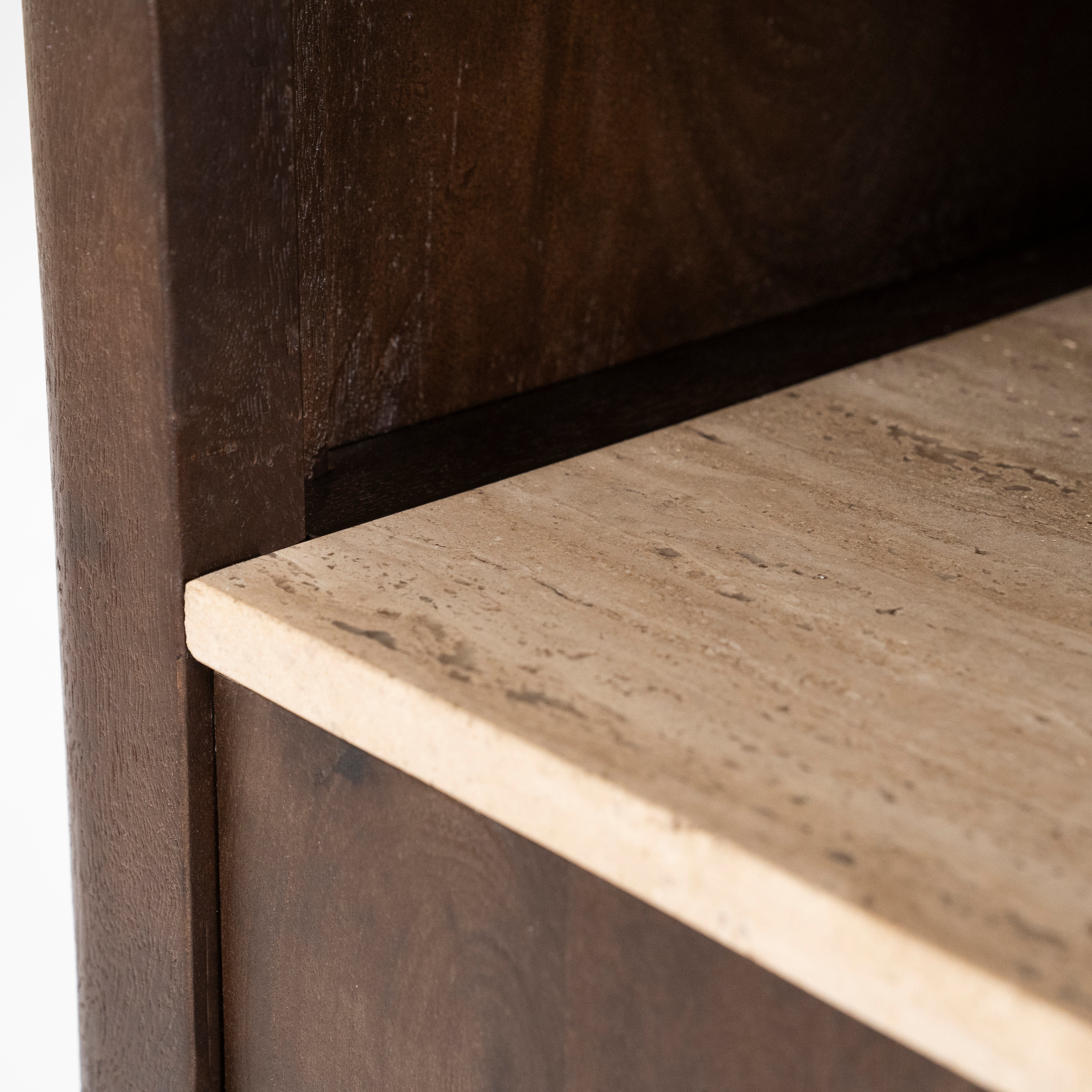 Regál LIO brązowe drewno mango z trawertynem